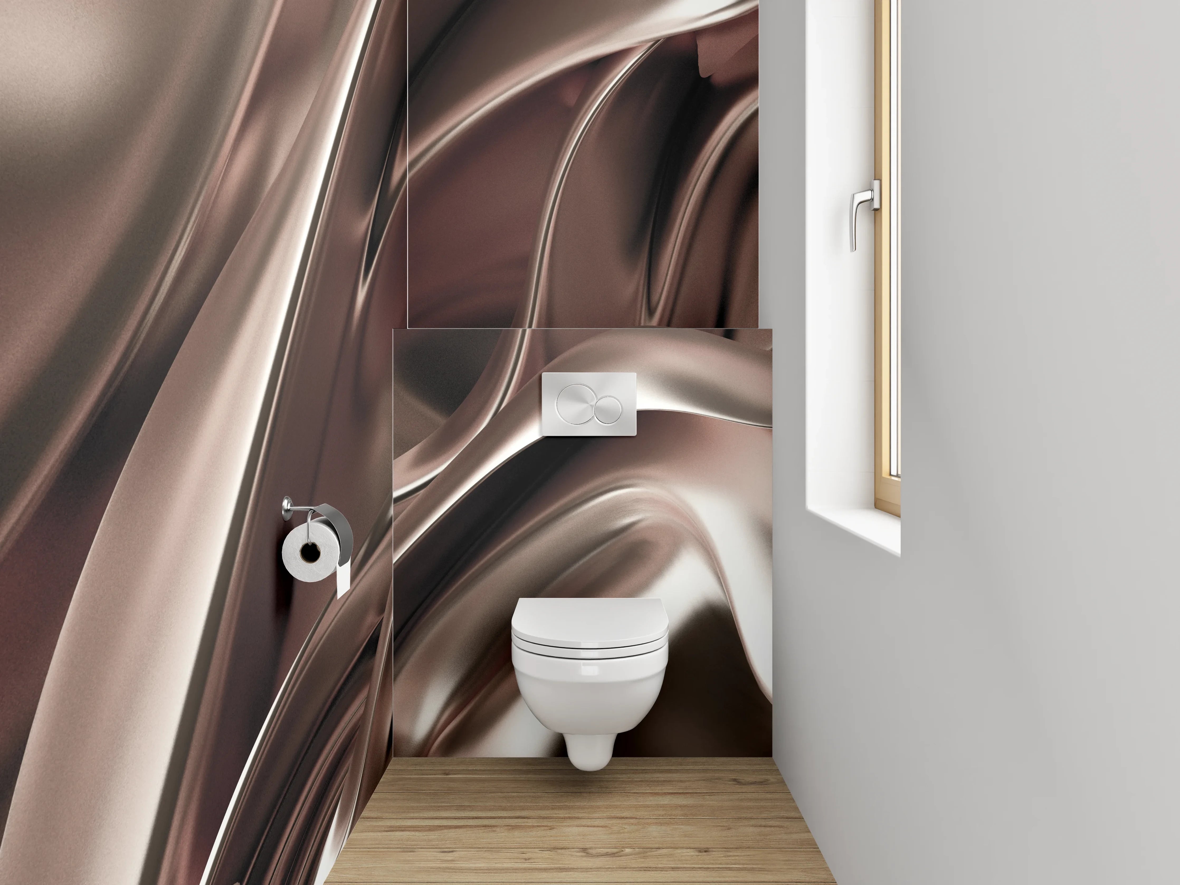 WC-Rückwand - Abstrakte Metallic-Optik in Braun