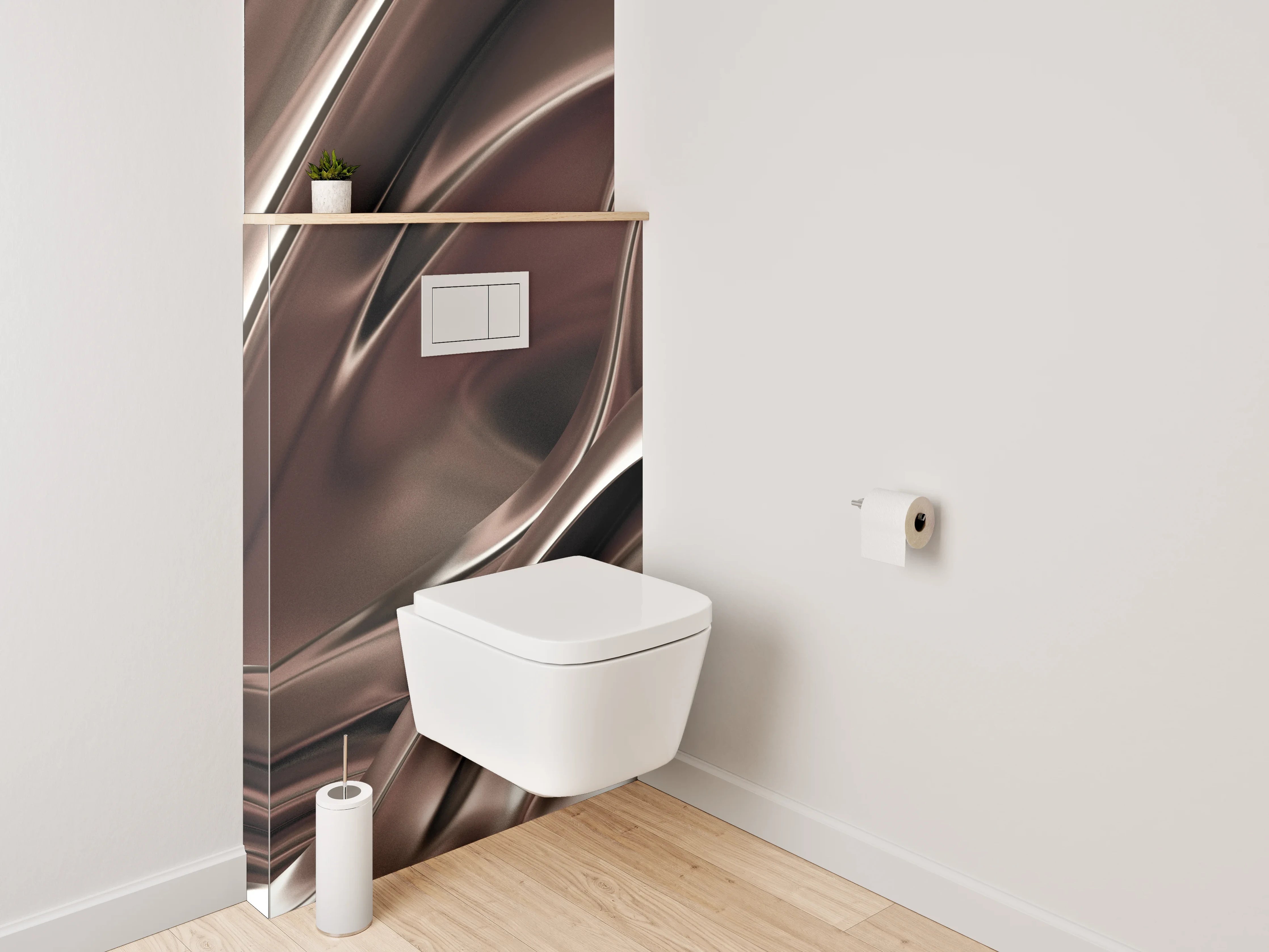 WC-Rückwand - Abstrakte Metallic-Optik in Braun