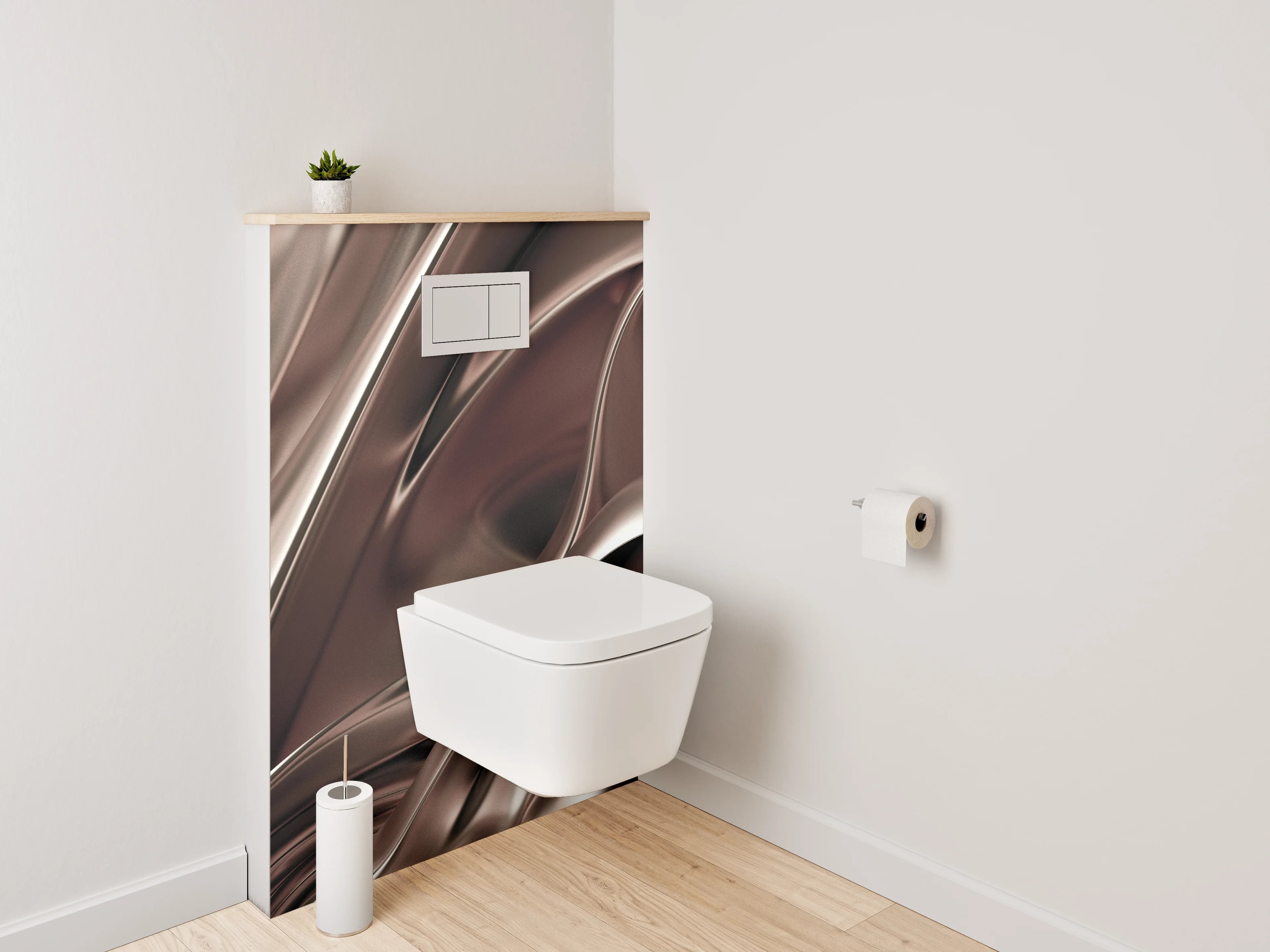 WC-Rückwand - Abstrakte Metallic-Optik in Braun