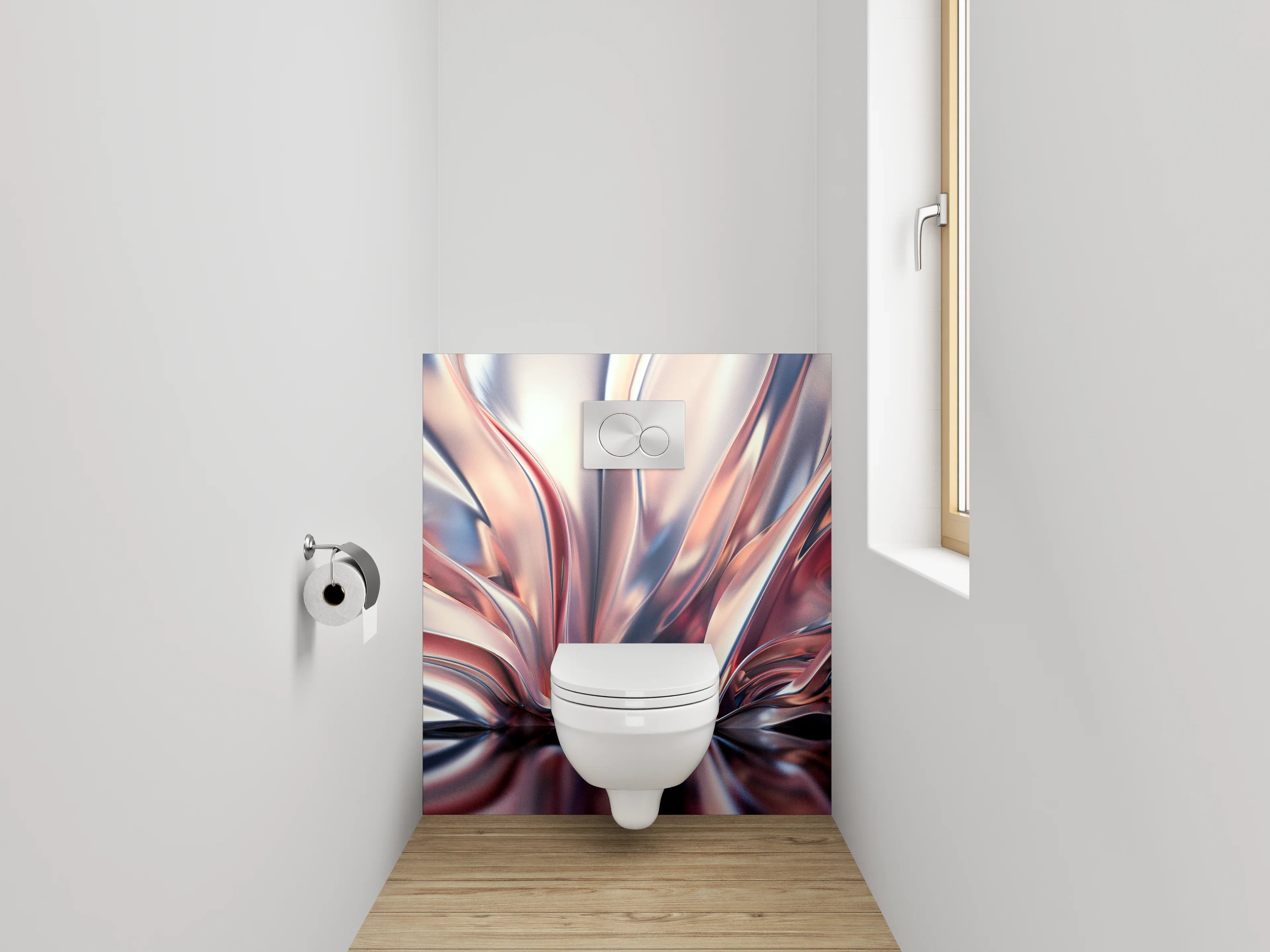 WC-Rückwand - Abstrakte Metallic-Wellen Kunstmotiv