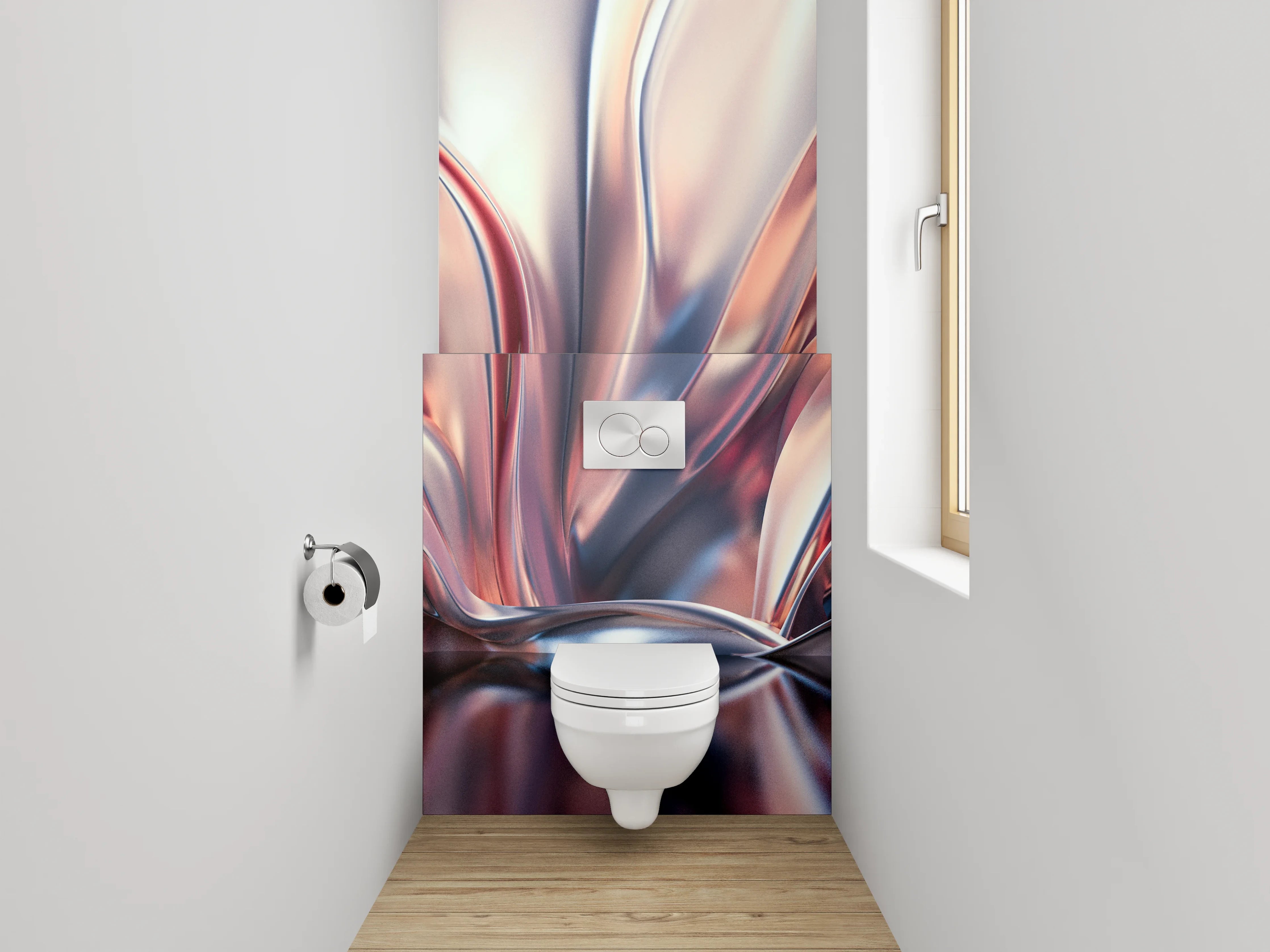 WC-Rückwand - Abstrakte Metallic-Wellen Kunstmotiv