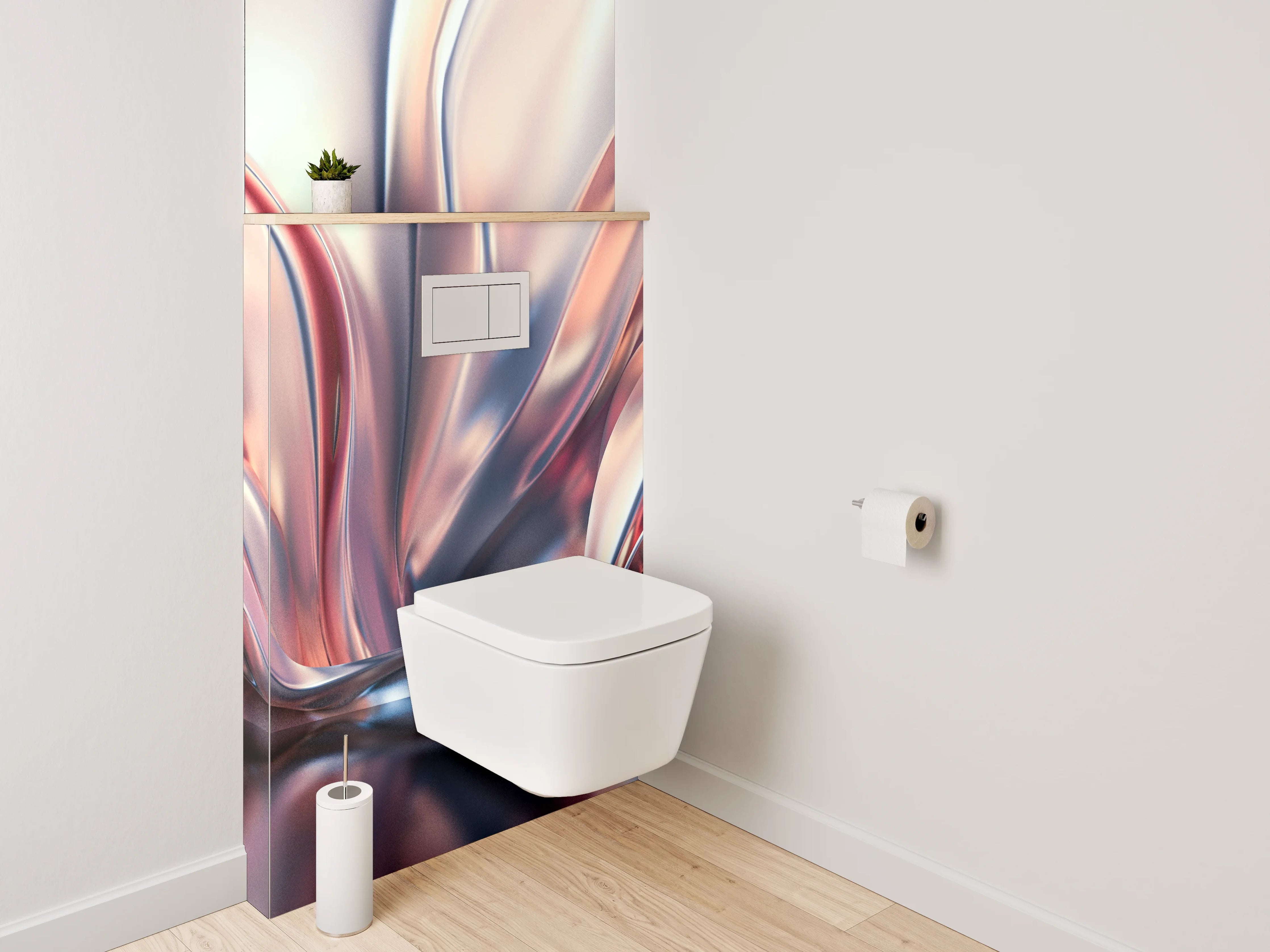 WC-Rückwand - Abstrakte Metallic-Wellen Kunstmotiv
