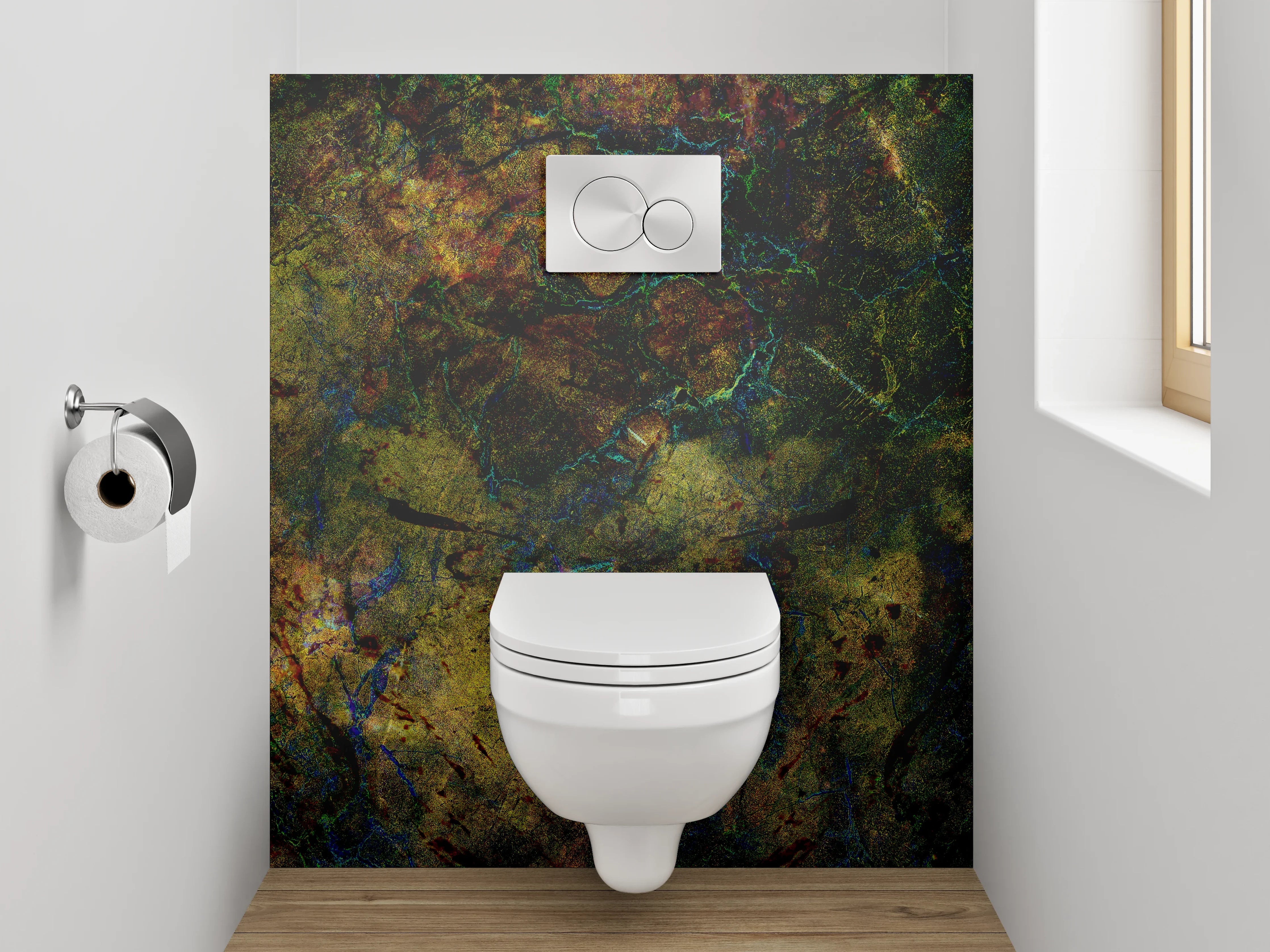 WC-Rückwand - Abstrakte Naturfarben Marmor-Optik