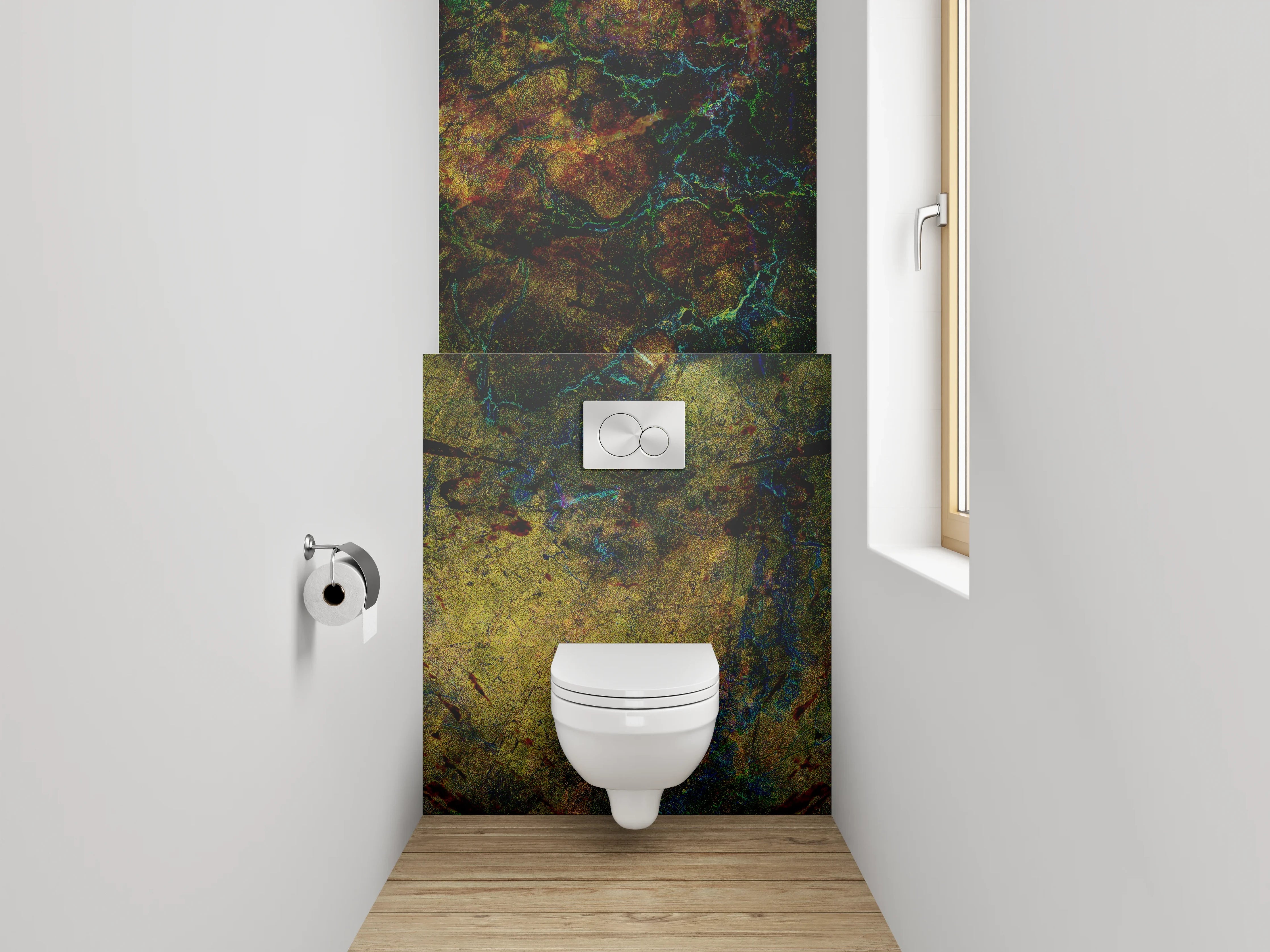 WC-Rückwand - Abstrakte Naturfarben Marmor-Optik
