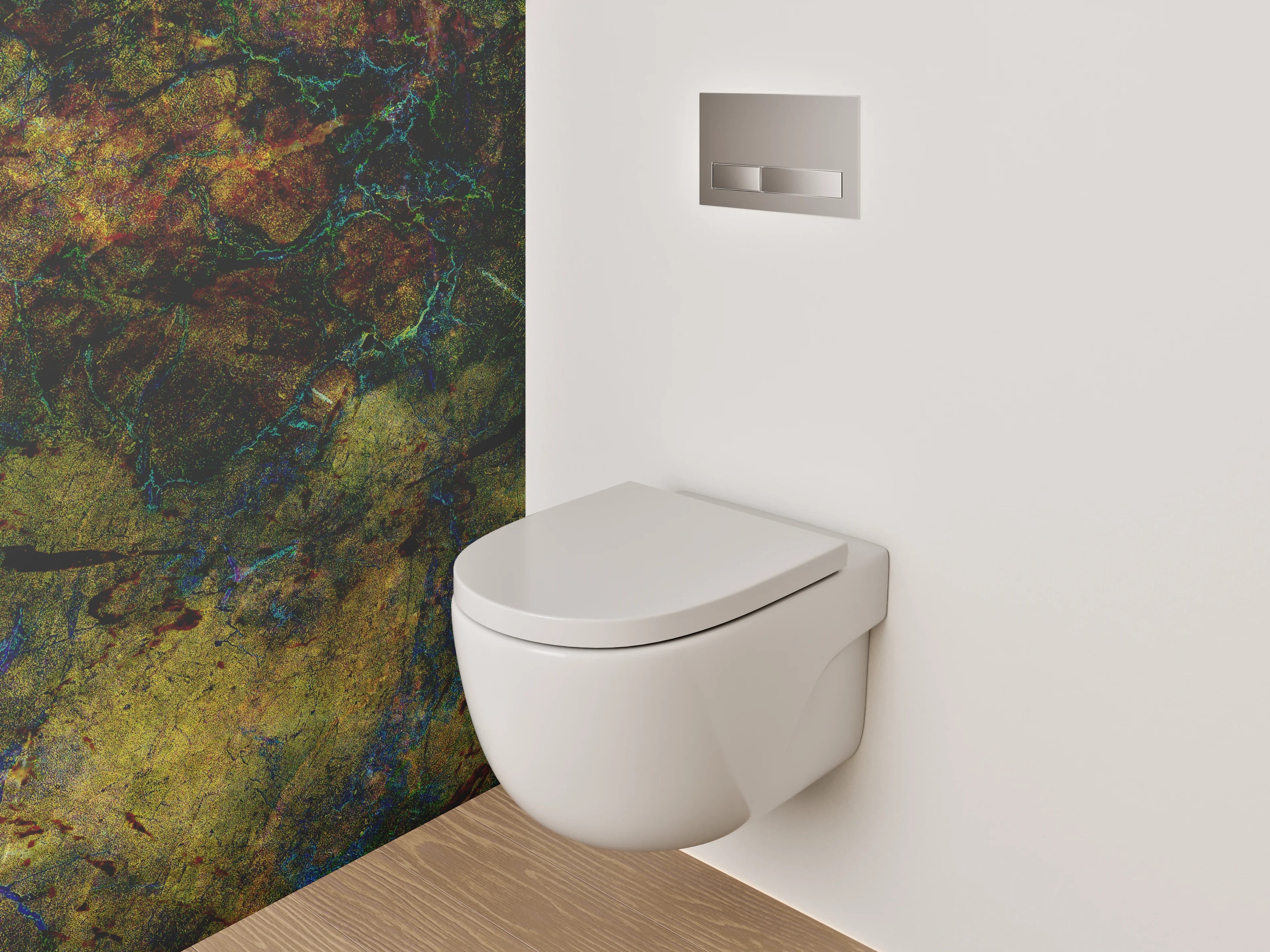 WC-Rückwand - Abstrakte Naturfarben Marmor-Optik