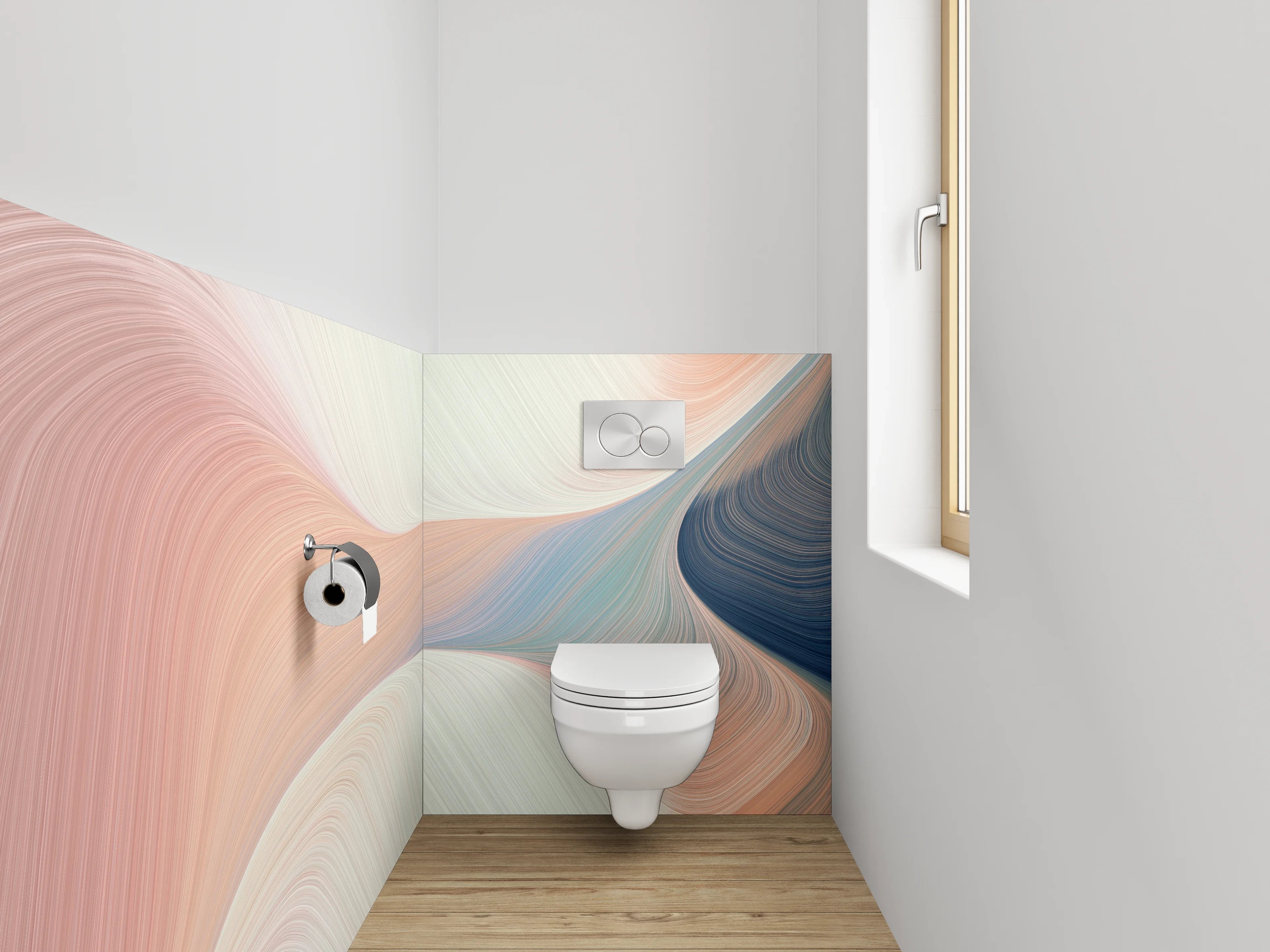 WC-Rückwand - Abstrakte Pastell Farbströme