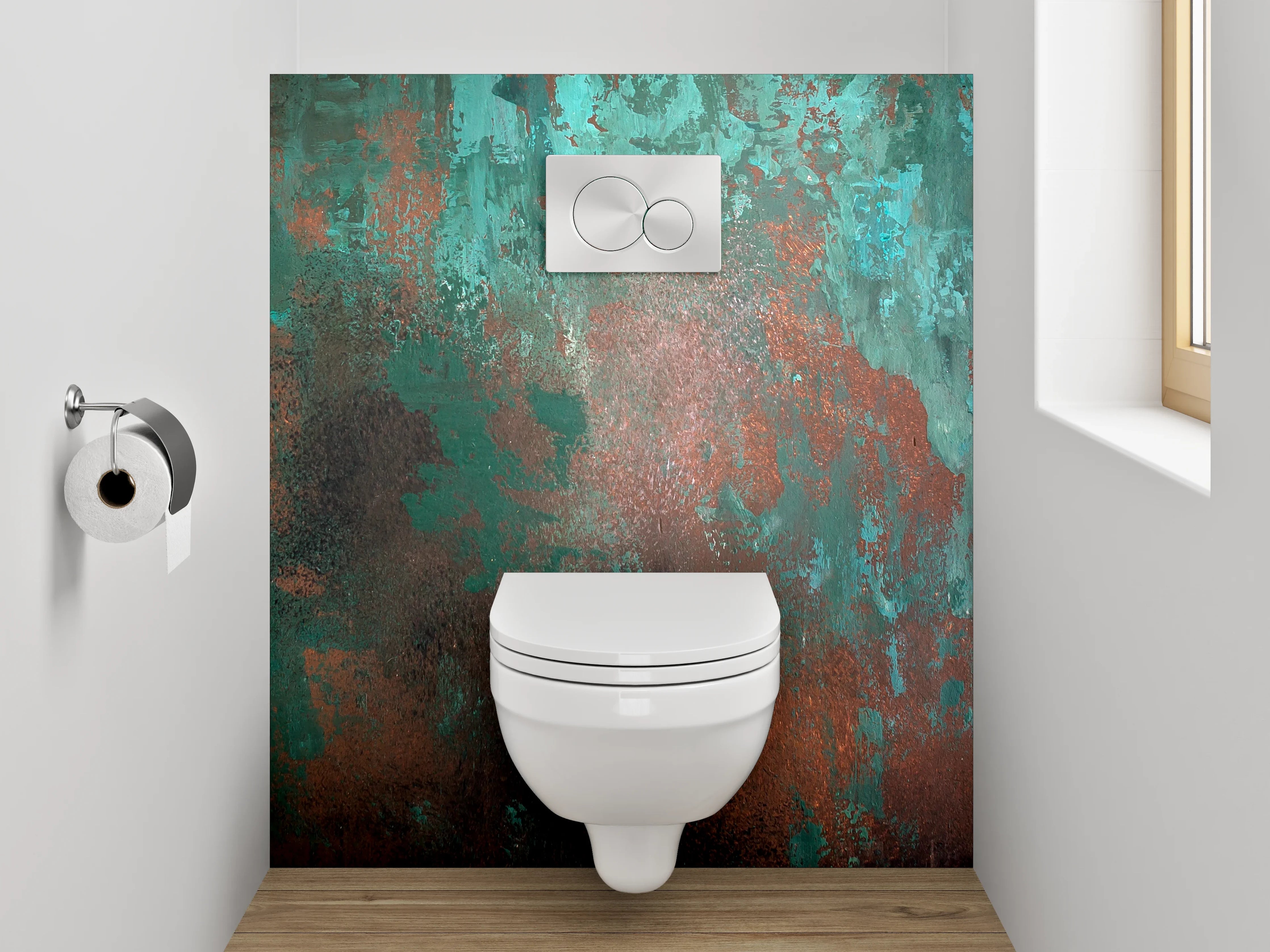 WC-Rückwand - Abstrakte Patina Türkis Braun Kunst