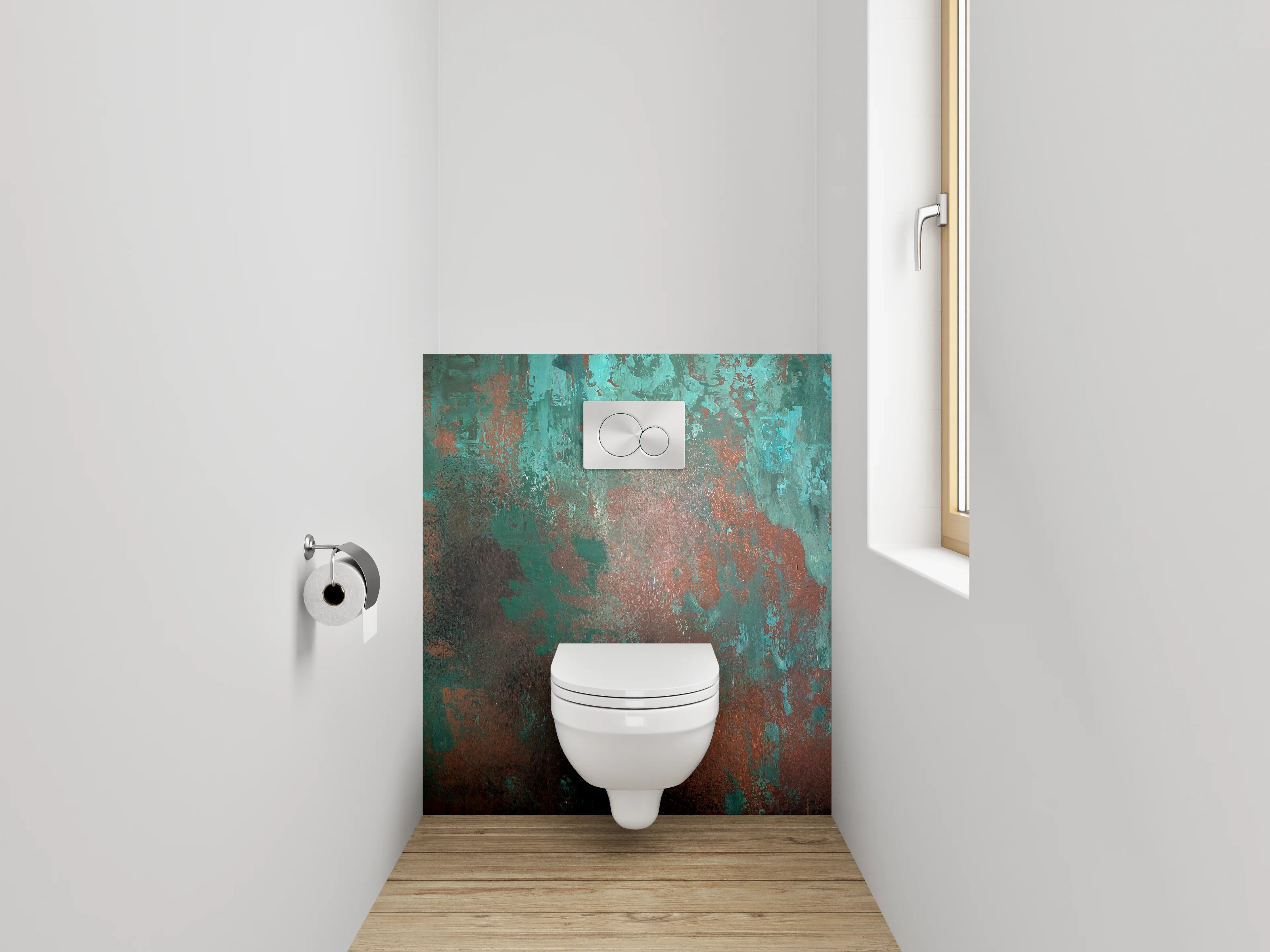 WC-Rückwand - Abstrakte Patina Türkis Braun Kunst