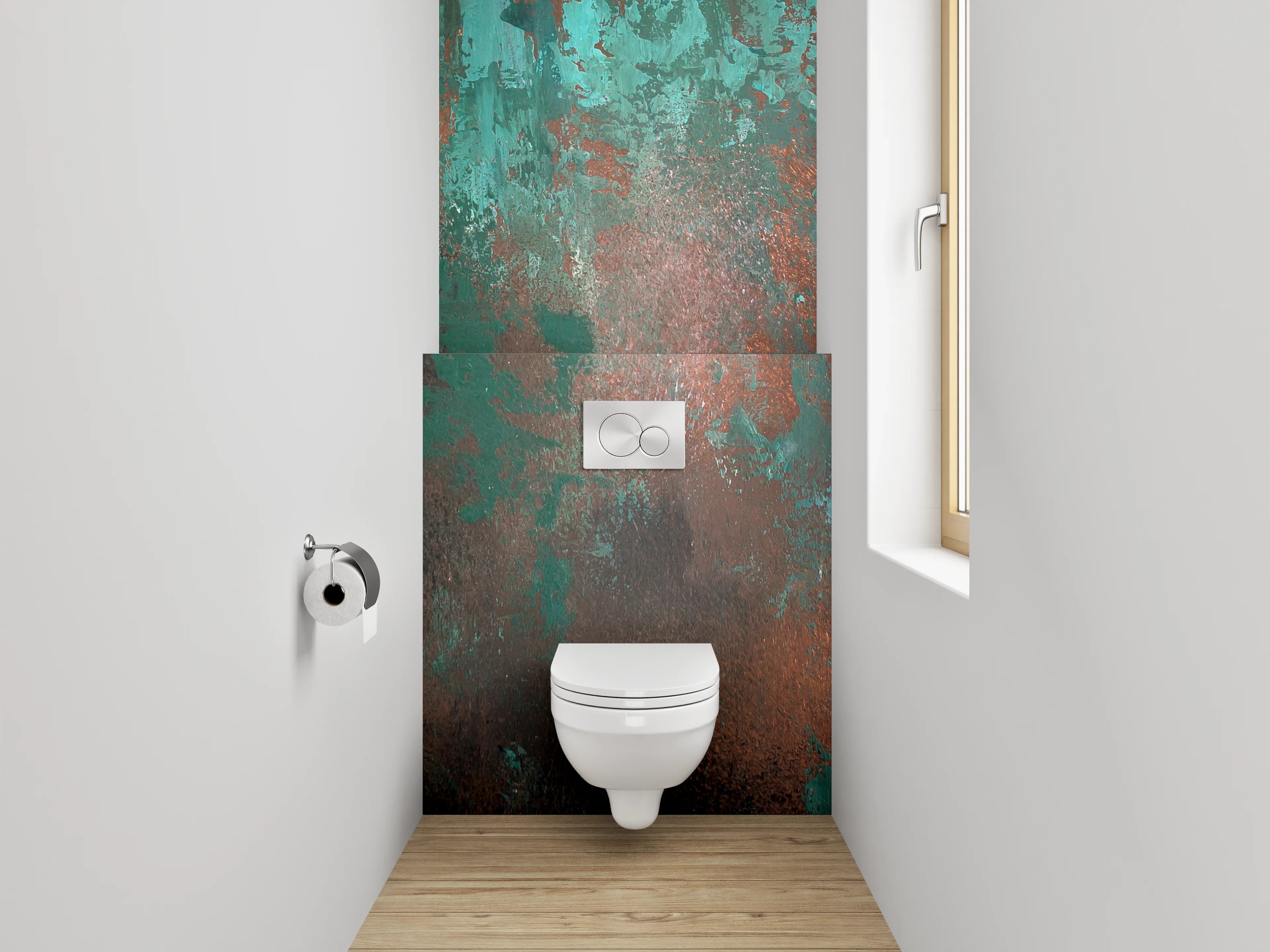WC-Rückwand - Abstrakte Patina Türkis Braun Kunst