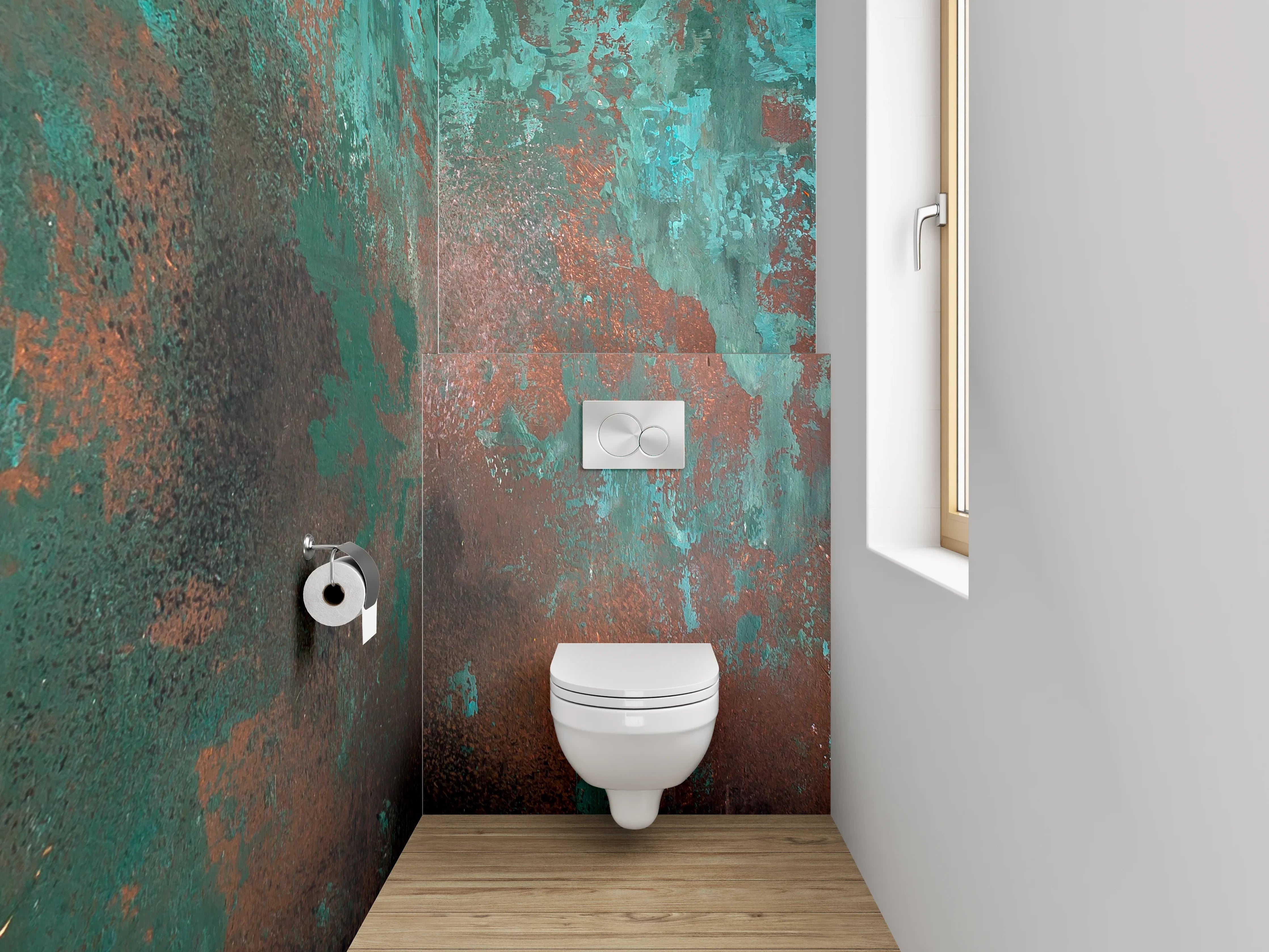 WC-Rückwand - Abstrakte Patina Türkis Braun Kunst
