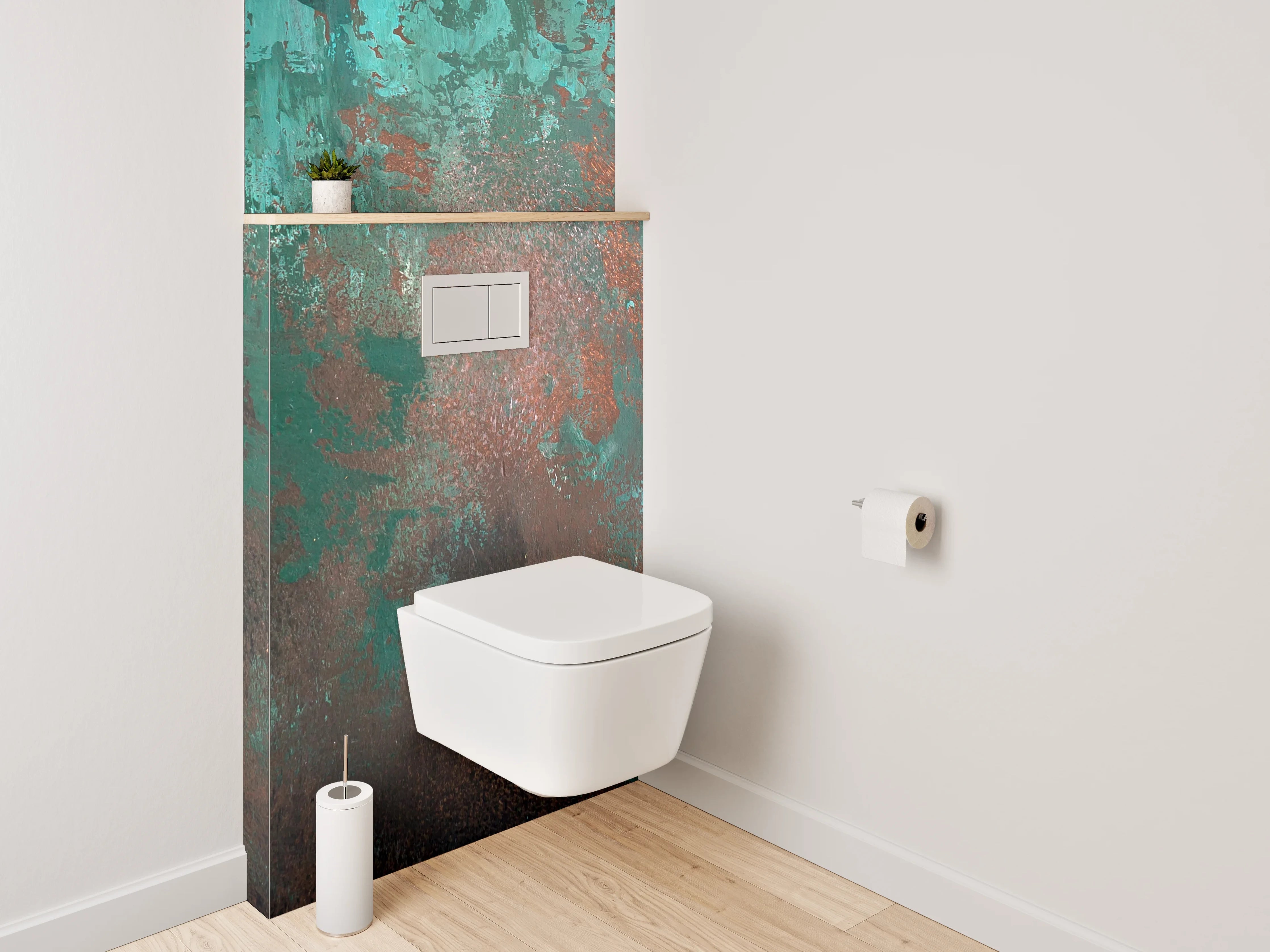 WC-Rückwand - Abstrakte Patina Türkis Braun Kunst