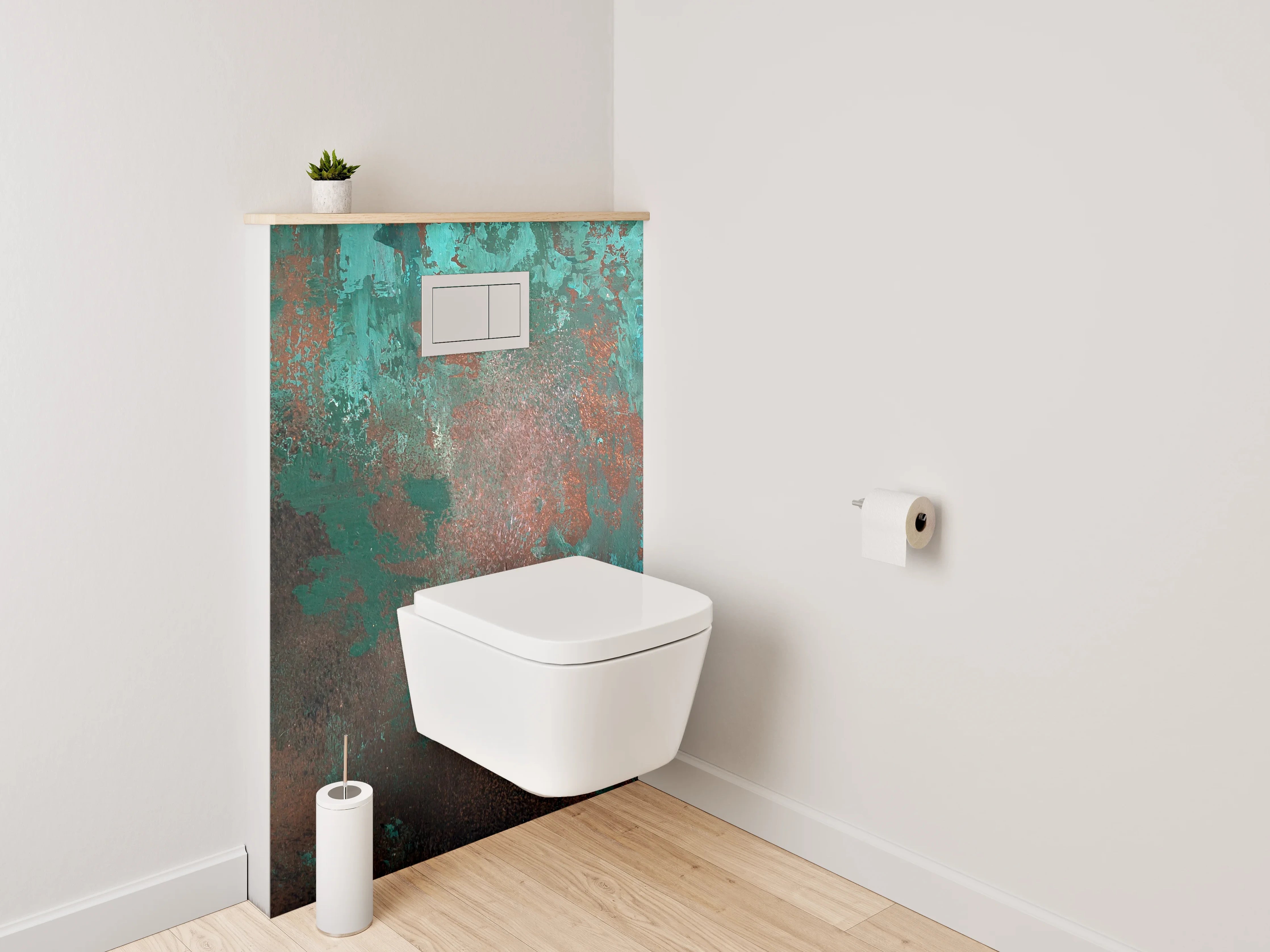 WC-Rückwand - Abstrakte Patina Türkis Braun Kunst
