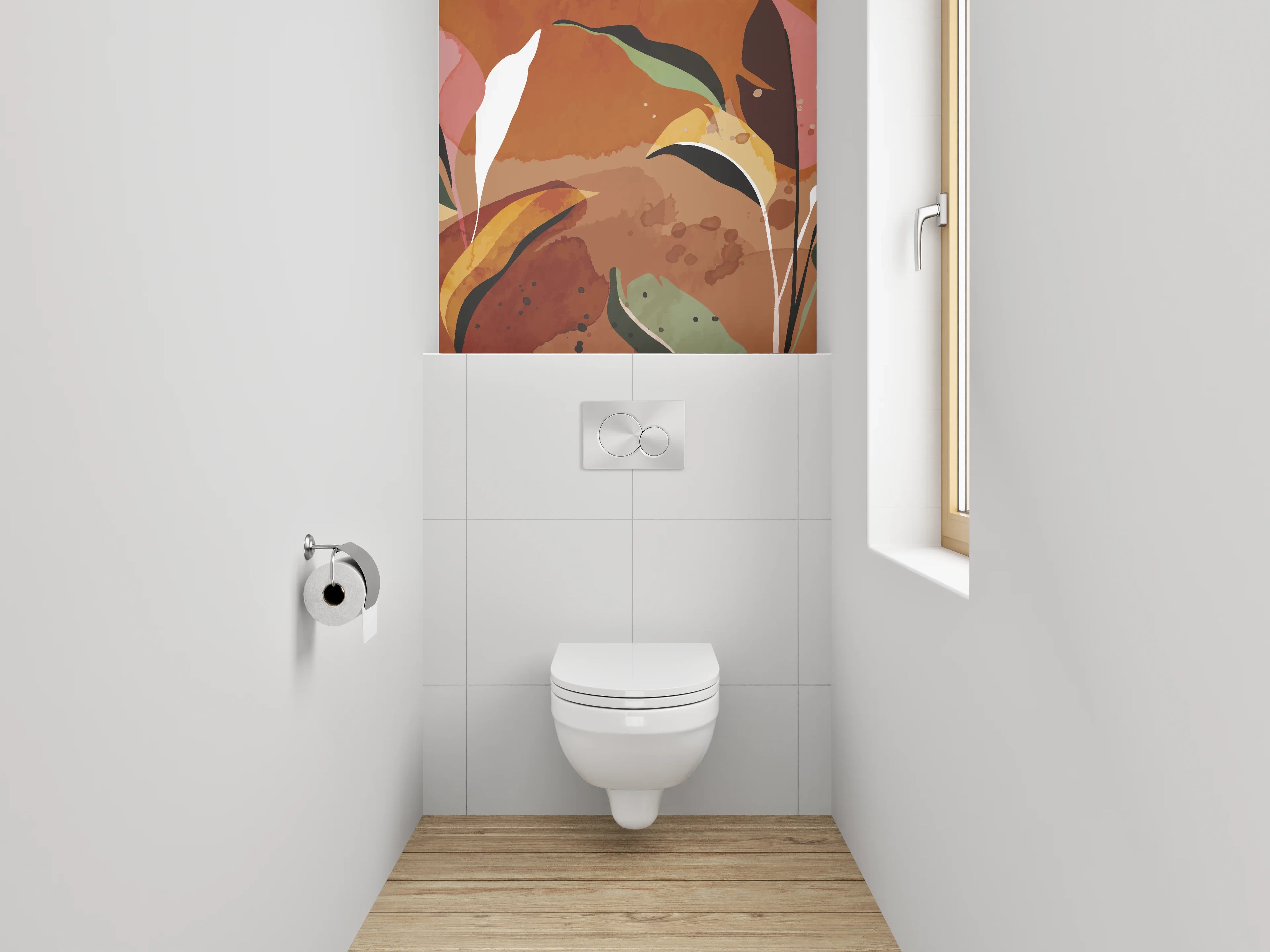 WC-Rückwand - Abstrakte Pflanzen Aquarell Braun