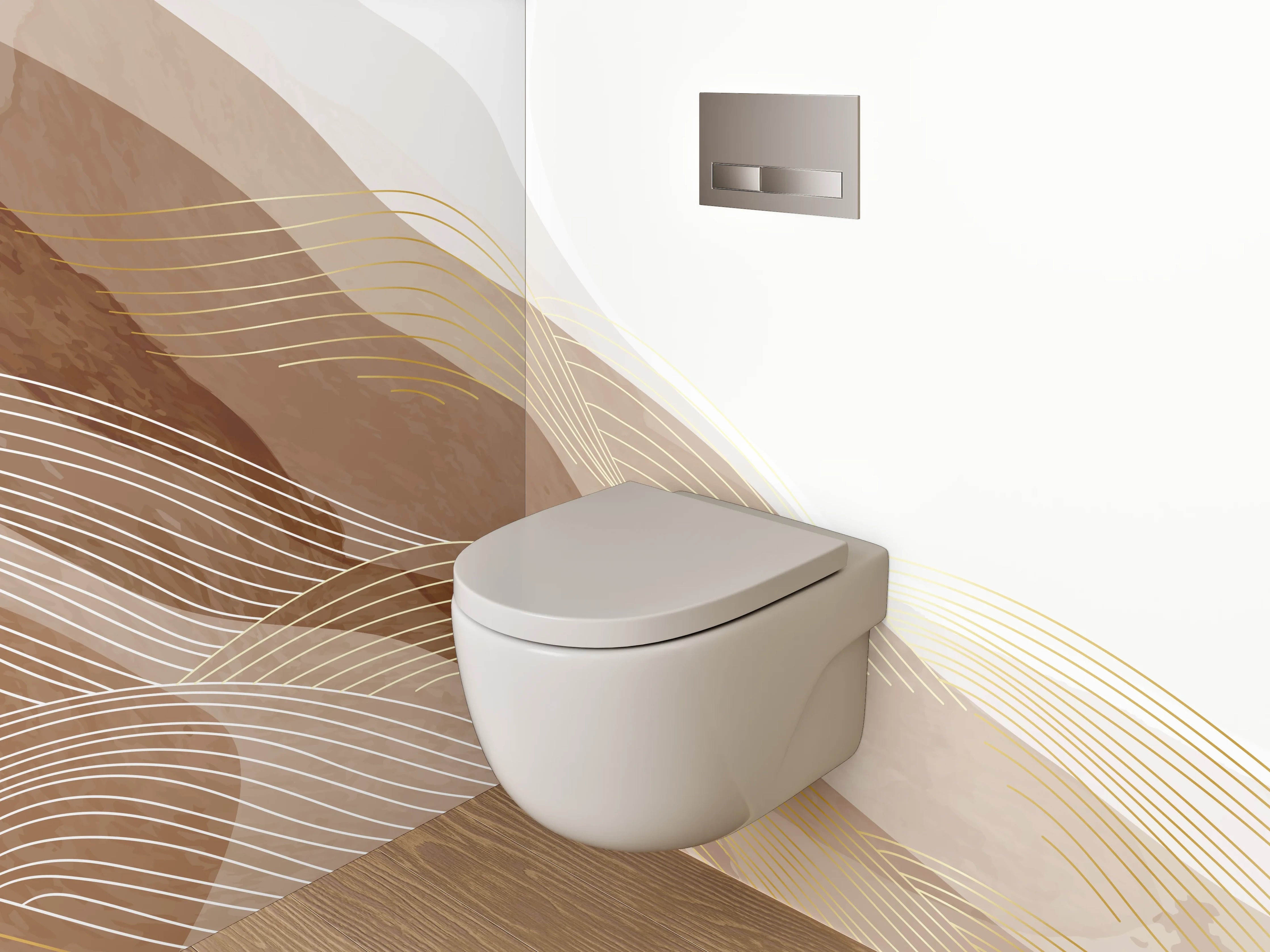 WC-Rückwand - Abstrakte Sandwellen Beige Braun