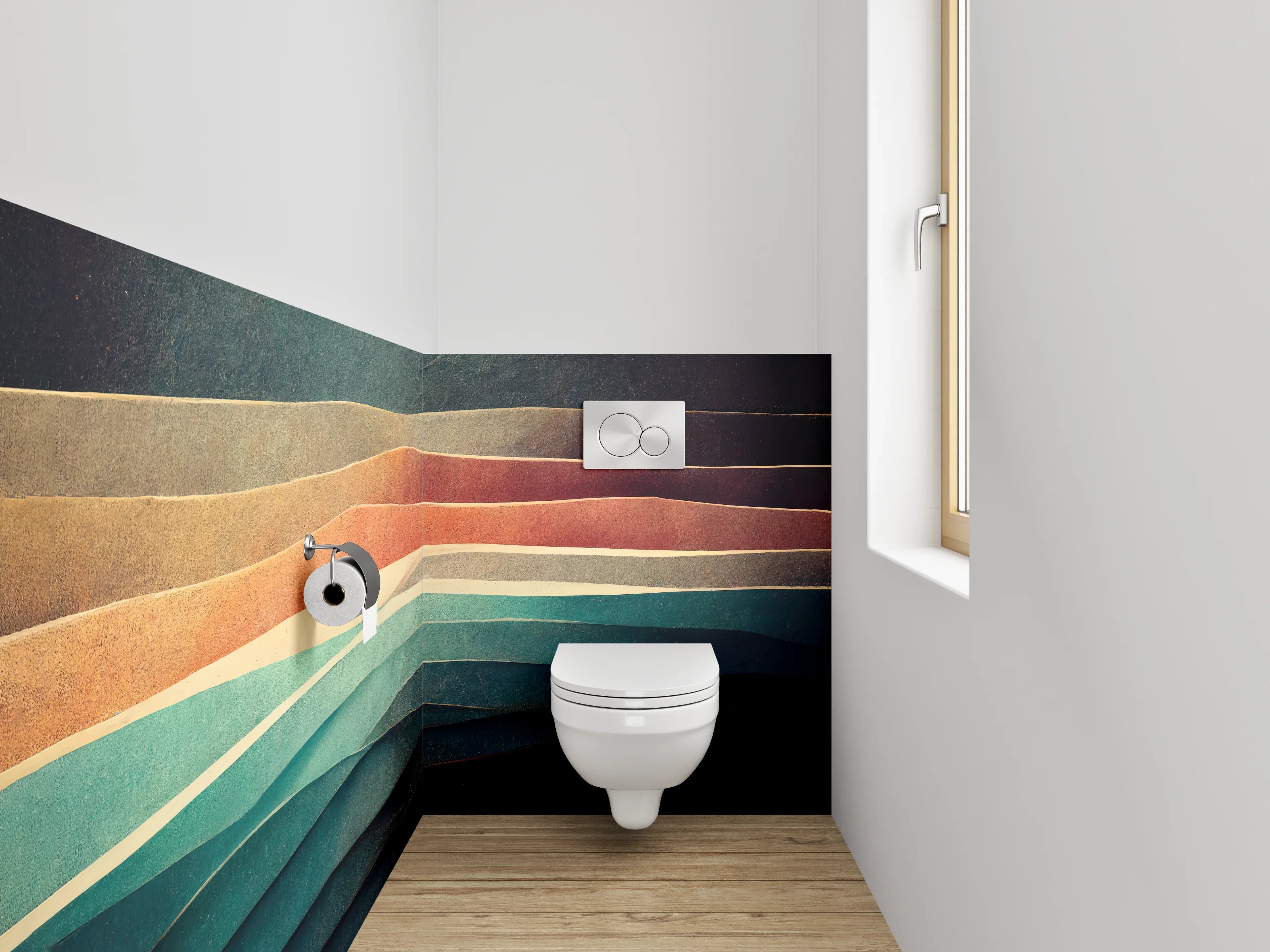 WC-Rückwand - Abstrakte Schichtung Pastell Aquarell