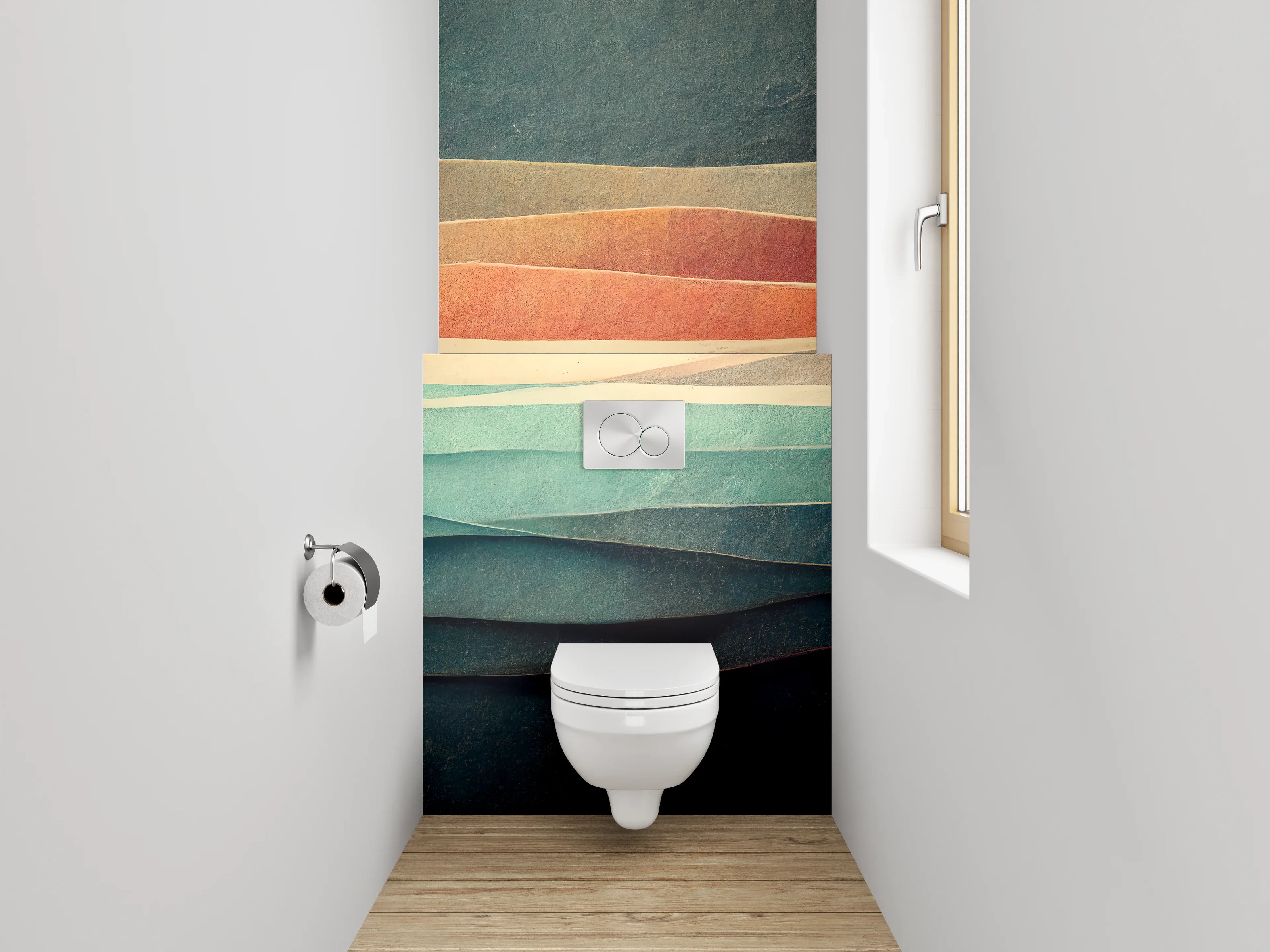 WC-Rückwand - Abstrakte Schichtung Pastell Aquarell