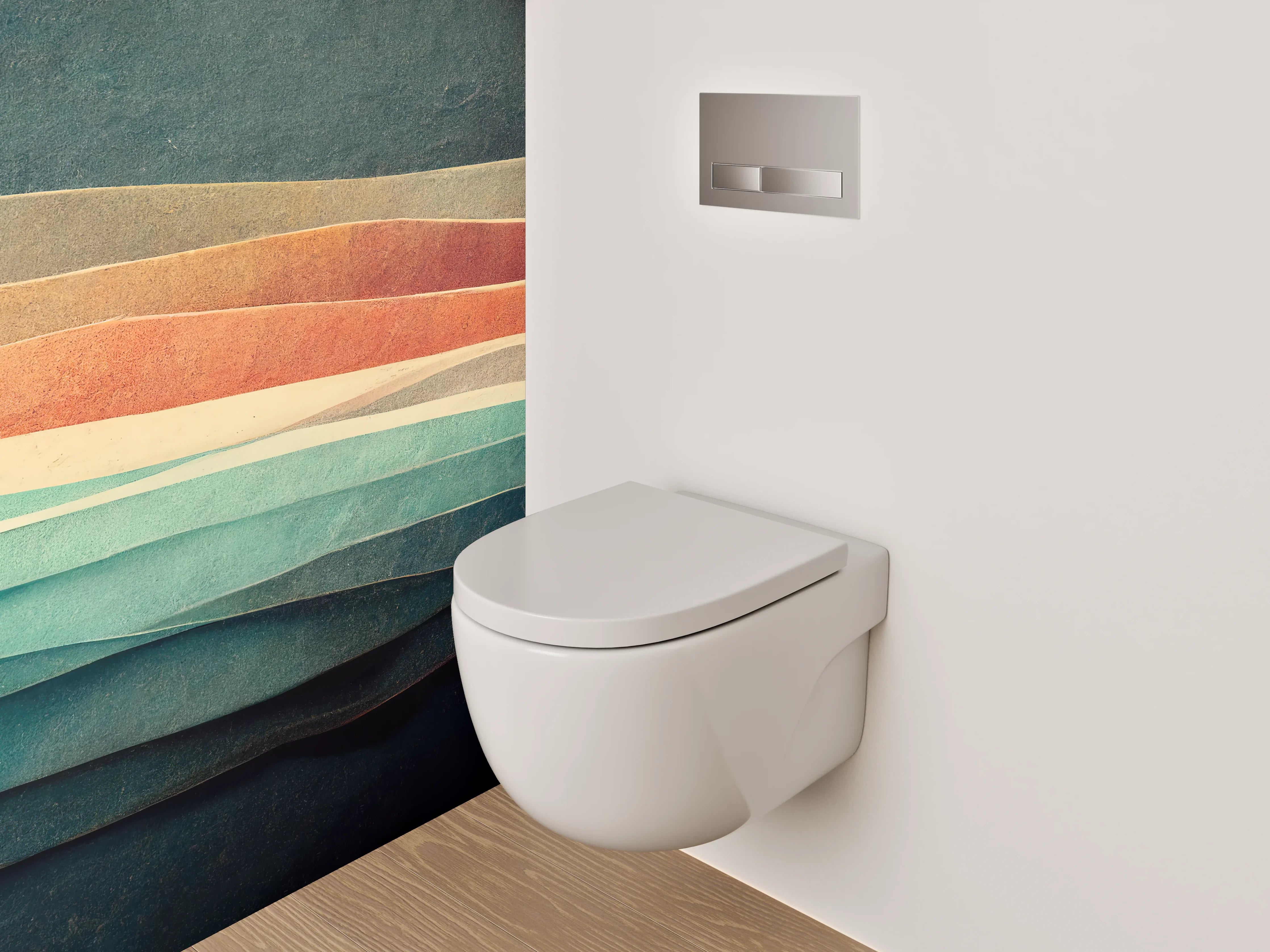 WC-Rückwand - Abstrakte Schichtung Pastell Aquarell