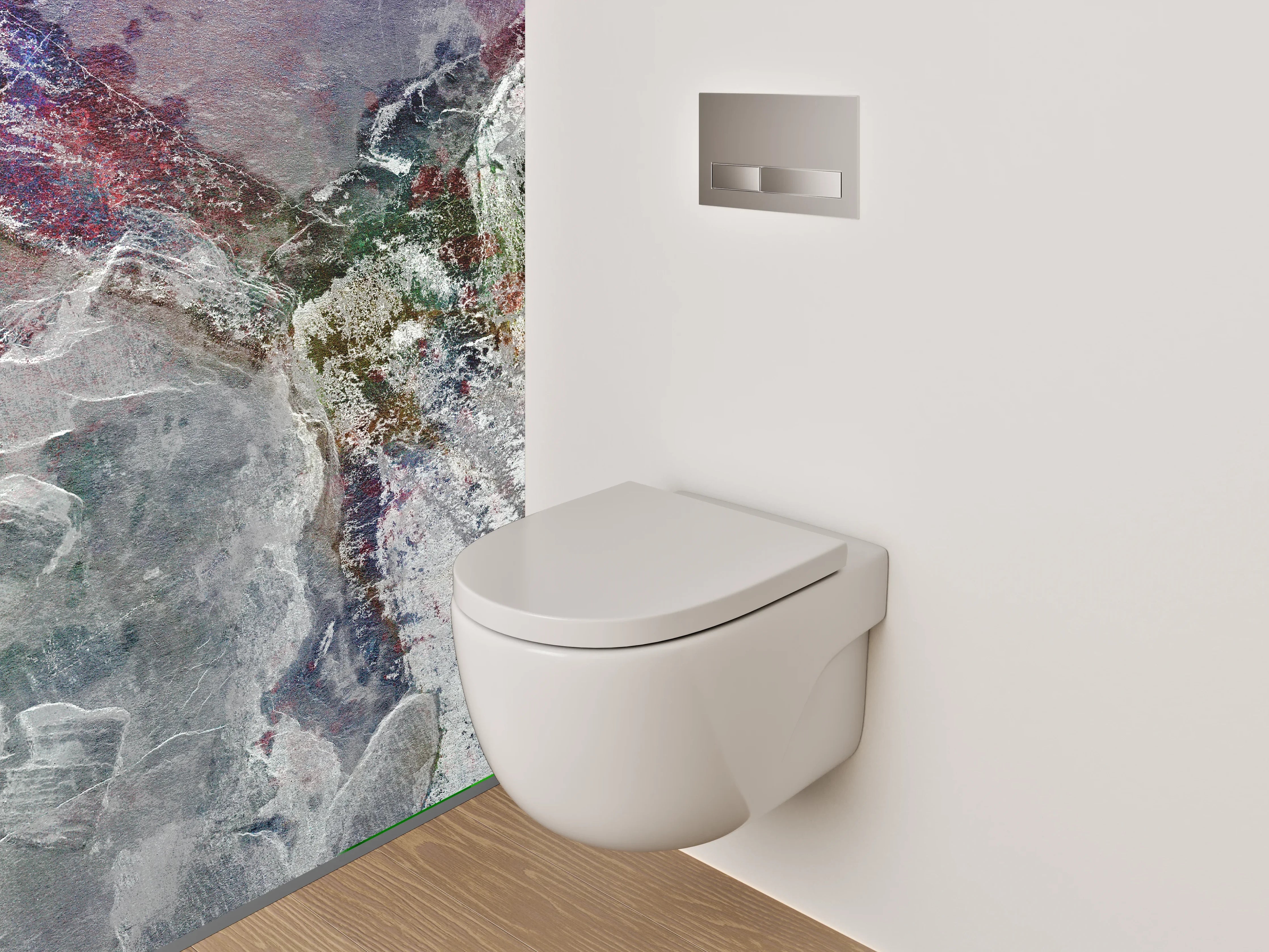 WC-Rückwand - Abstrakte Steinformation in Marmorfacetten