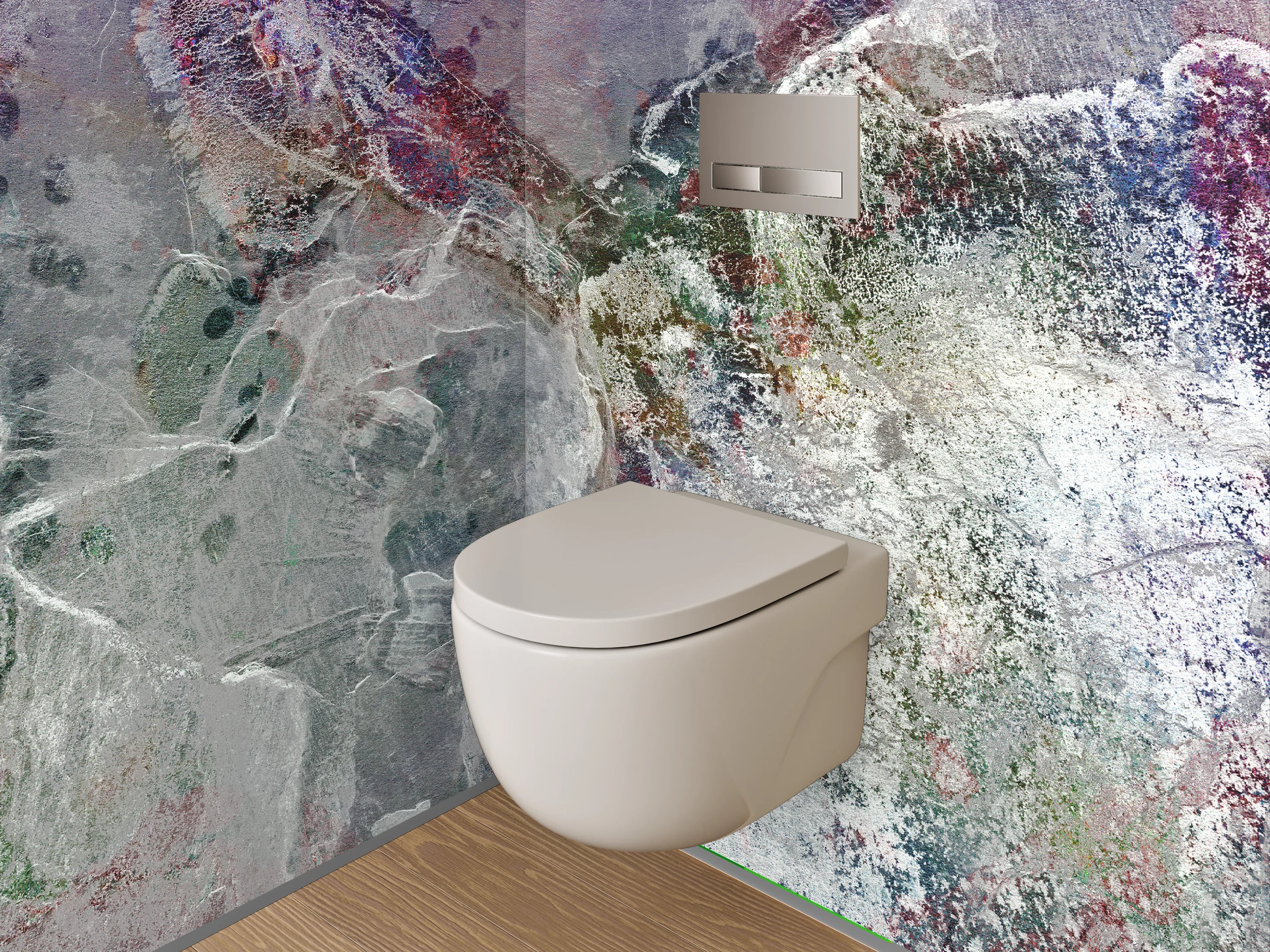 WC-Rückwand - Abstrakte Steinformation in Marmorfacetten