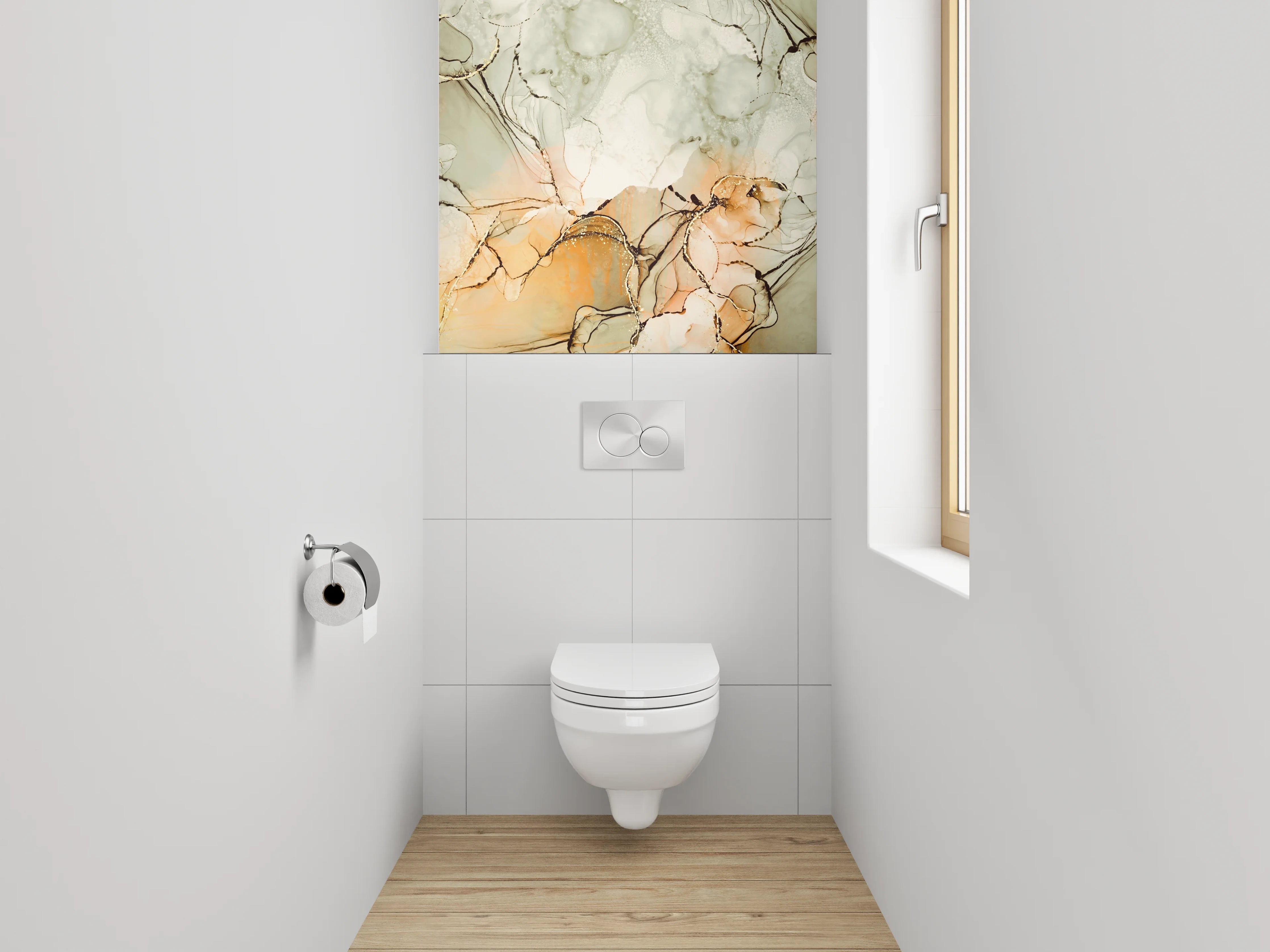 WC-Rückwand - Abstrakte Steingold Aquarell-Optik