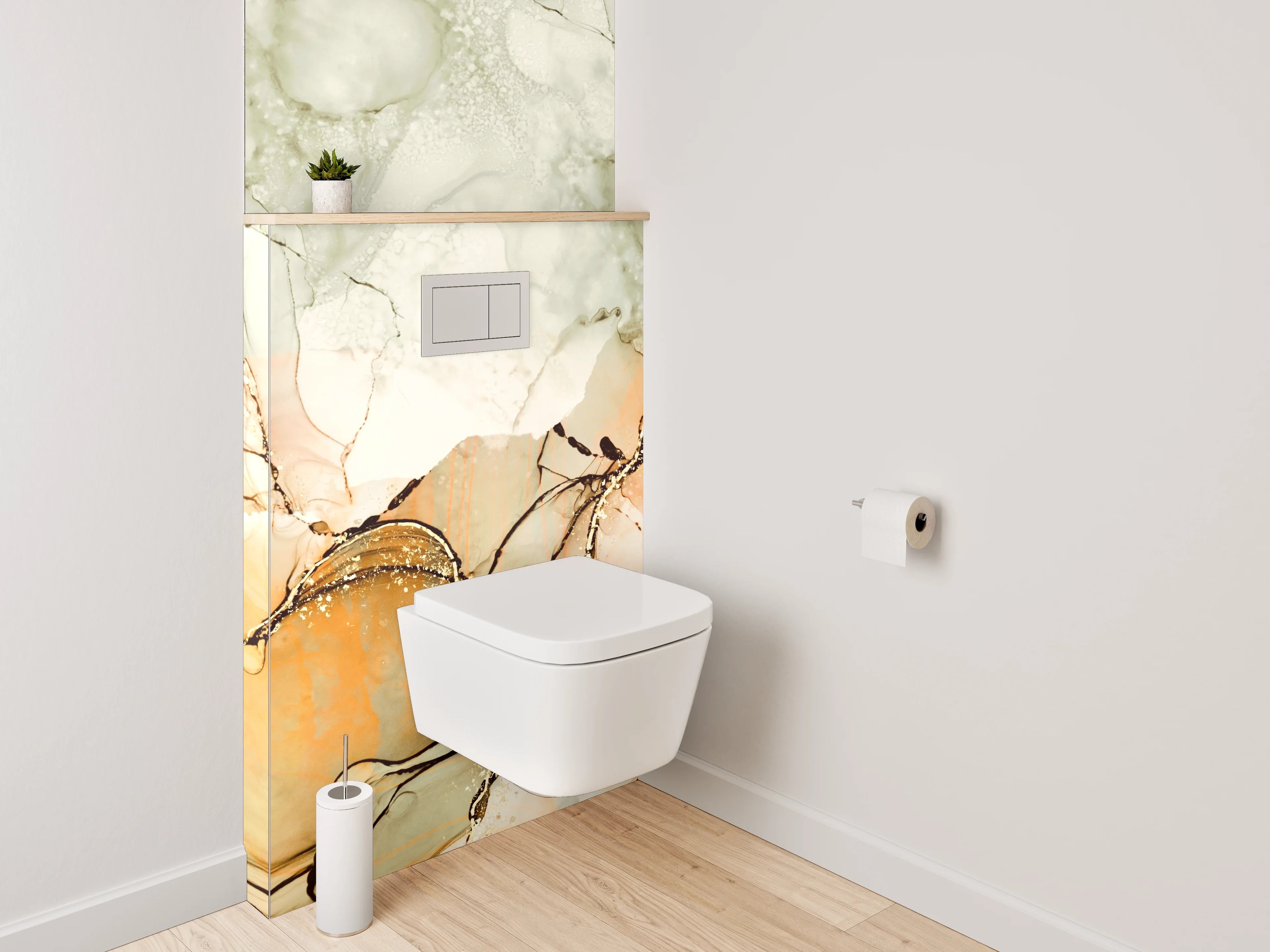WC-Rückwand - Abstrakte Steingold Aquarell-Optik