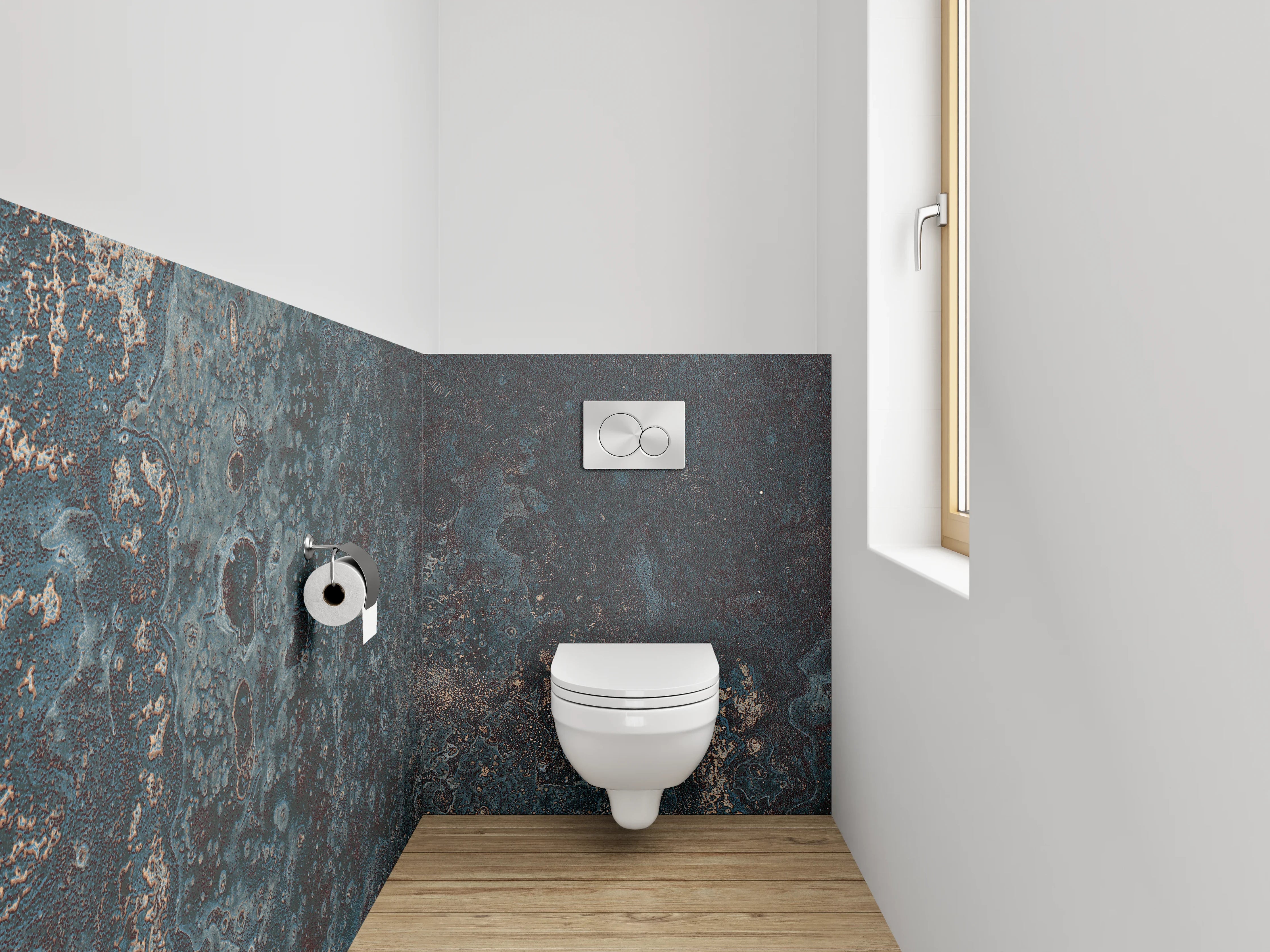 WC-Rückwand - Abstrakte Steinoptik Dunkelblau Braun