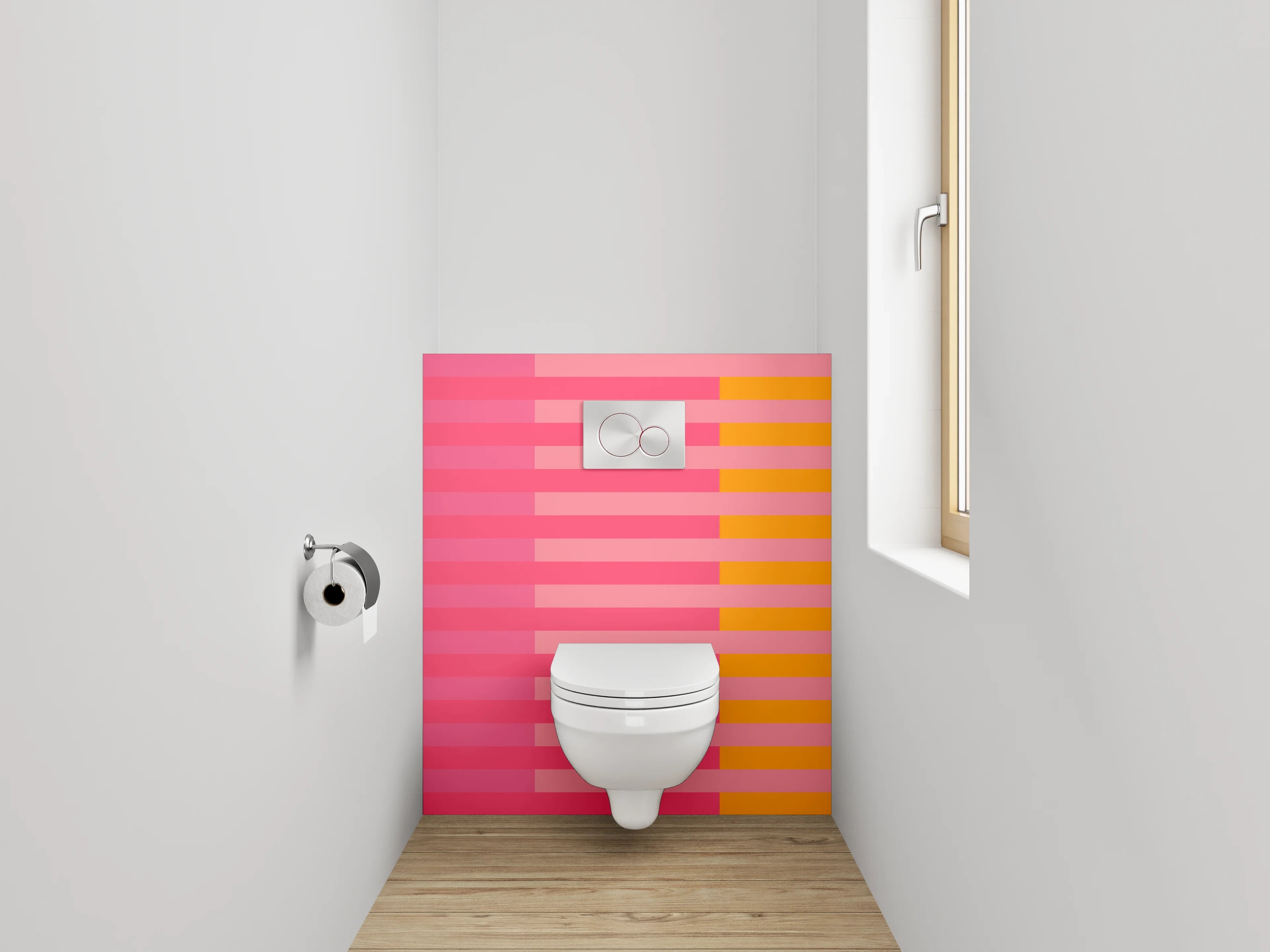 WC-Rückwand - Abstrakte Streifen-Kunst rosa orange