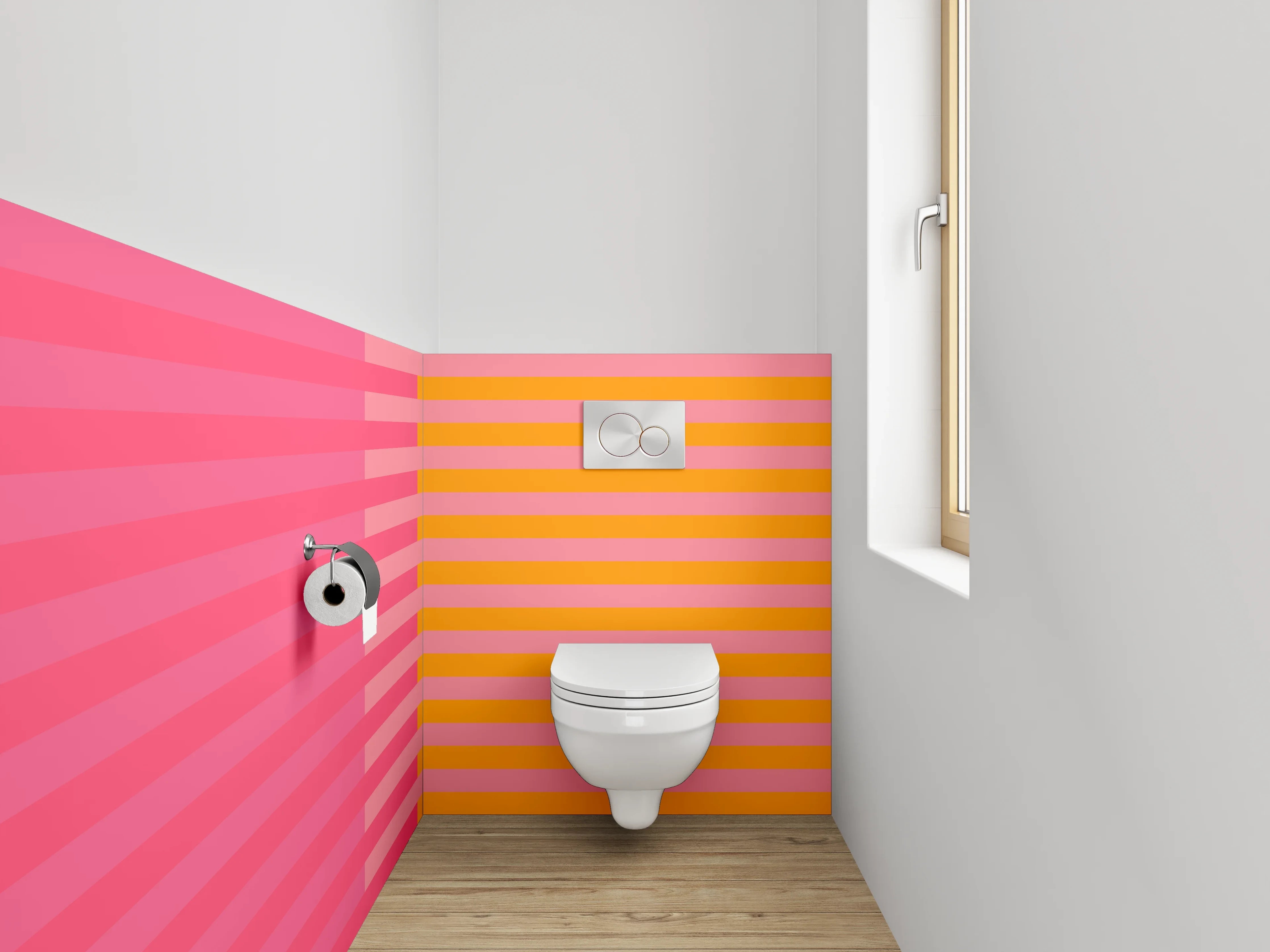 WC-Rückwand - Abstrakte Streifen-Kunst rosa orange