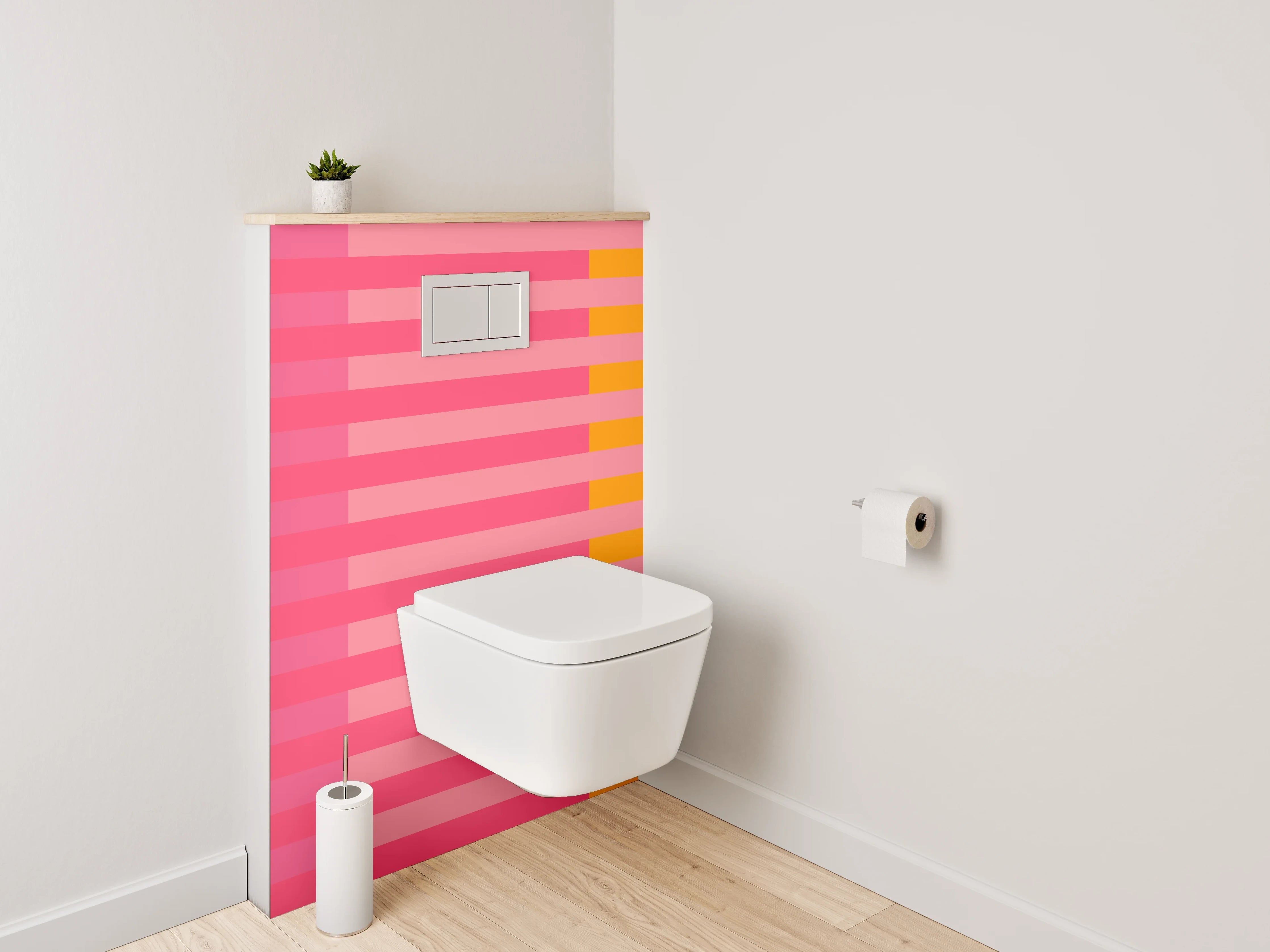 WC-Rückwand - Abstrakte Streifen-Kunst rosa orange