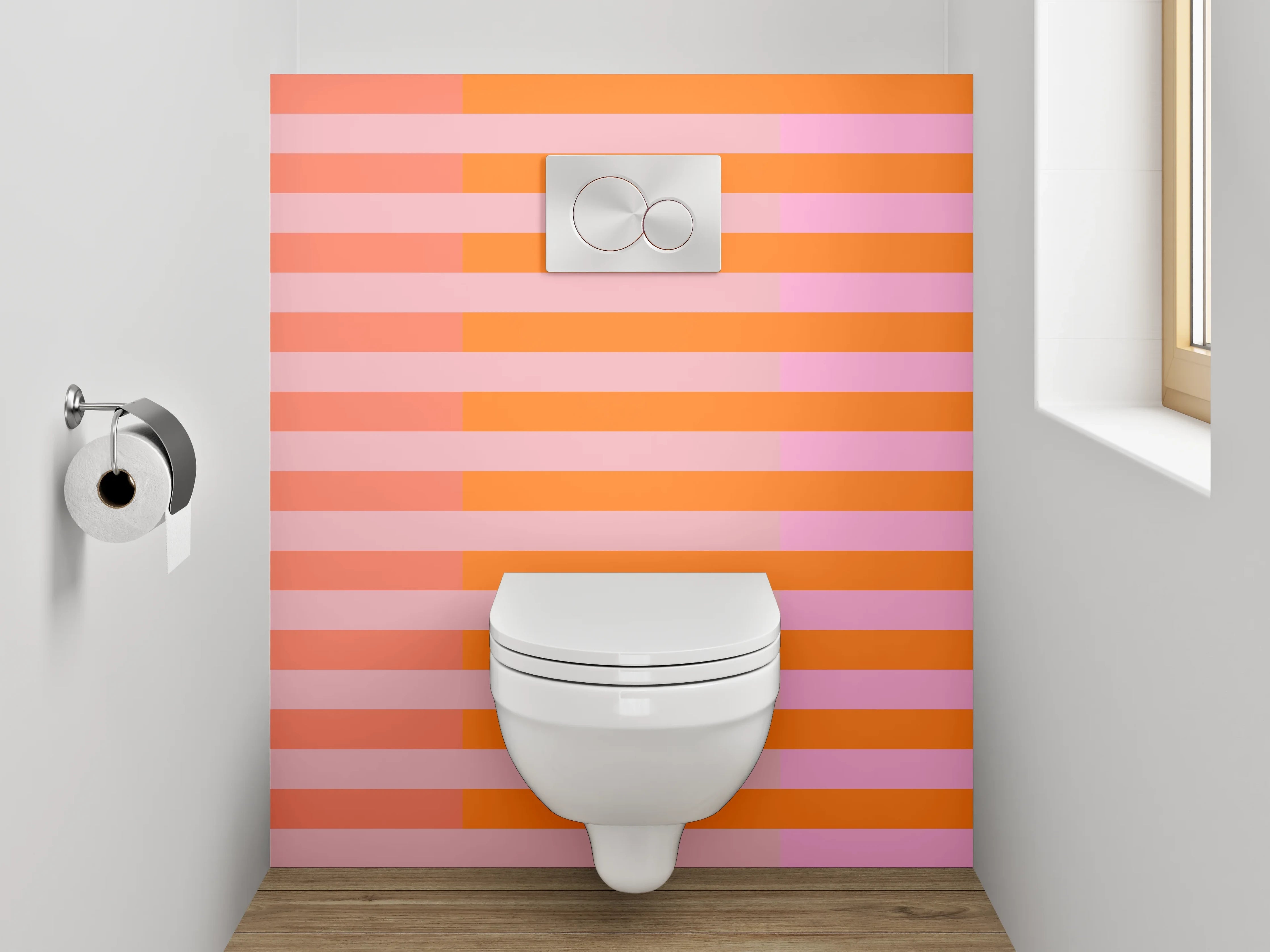WC-Rückwand - Abstrakte Streifen Orange Rosa Minimal