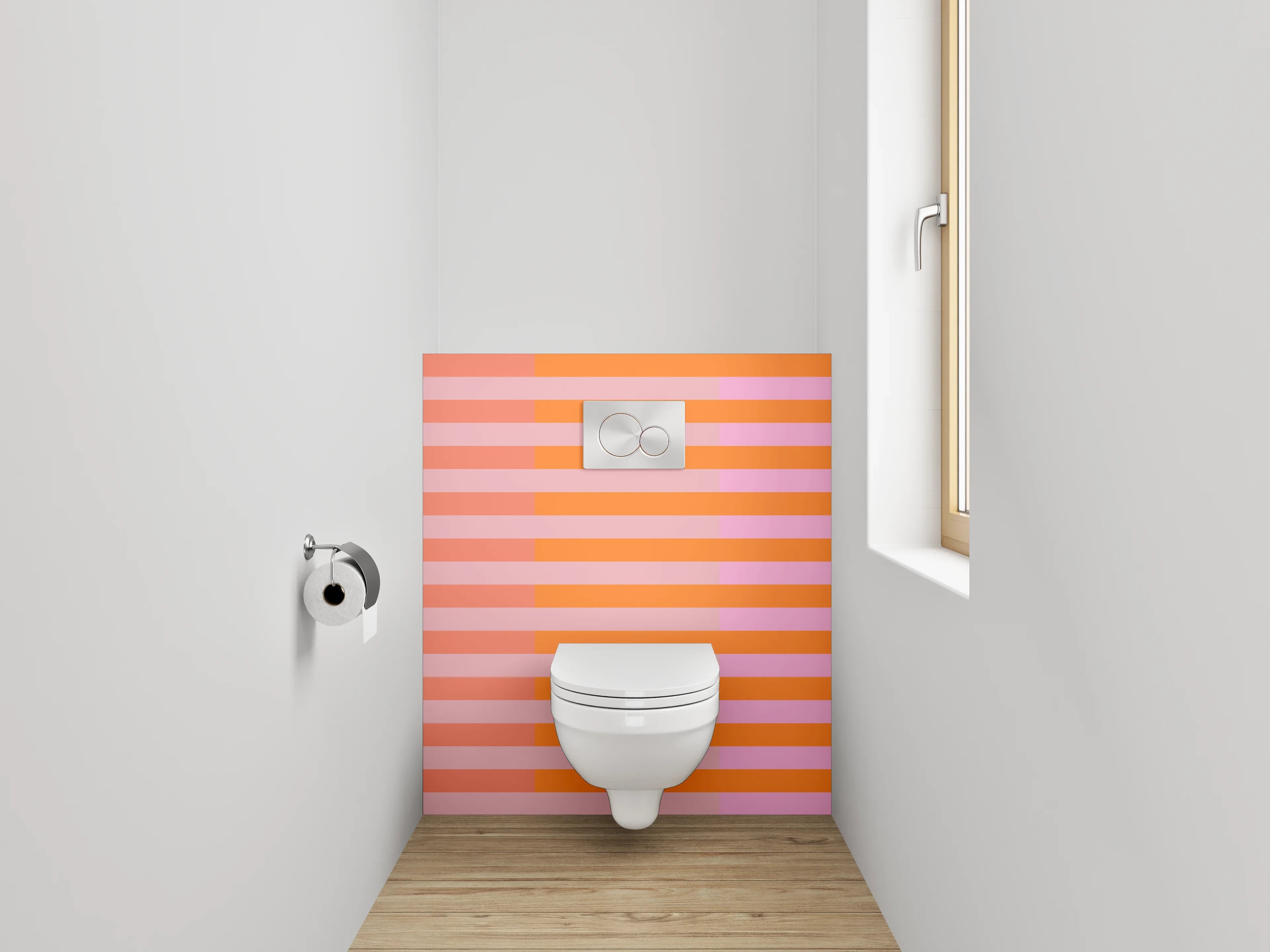 WC-Rückwand - Abstrakte Streifen Orange Rosa Minimal