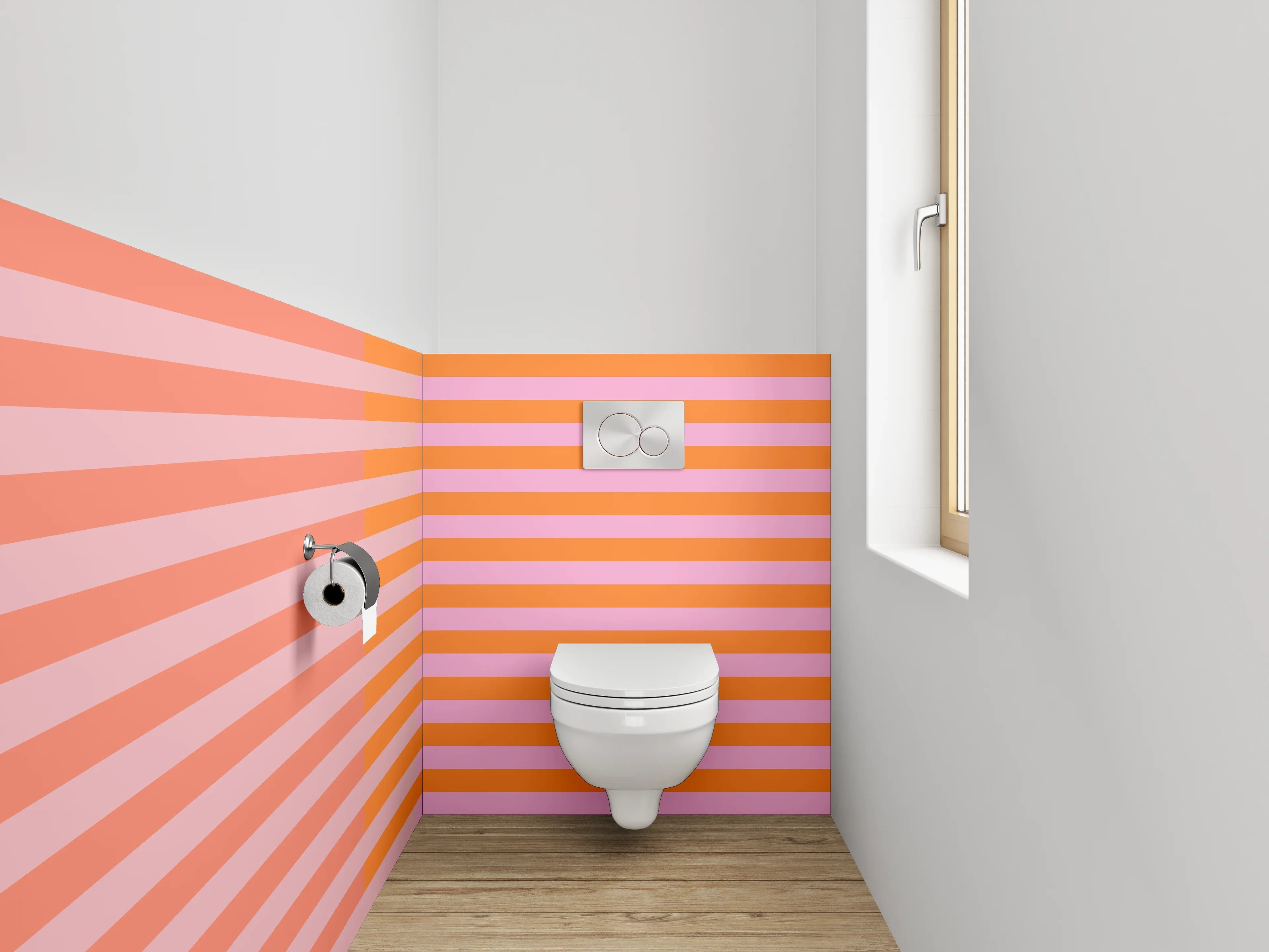 WC-Rückwand - Abstrakte Streifen Orange Rosa Minimal