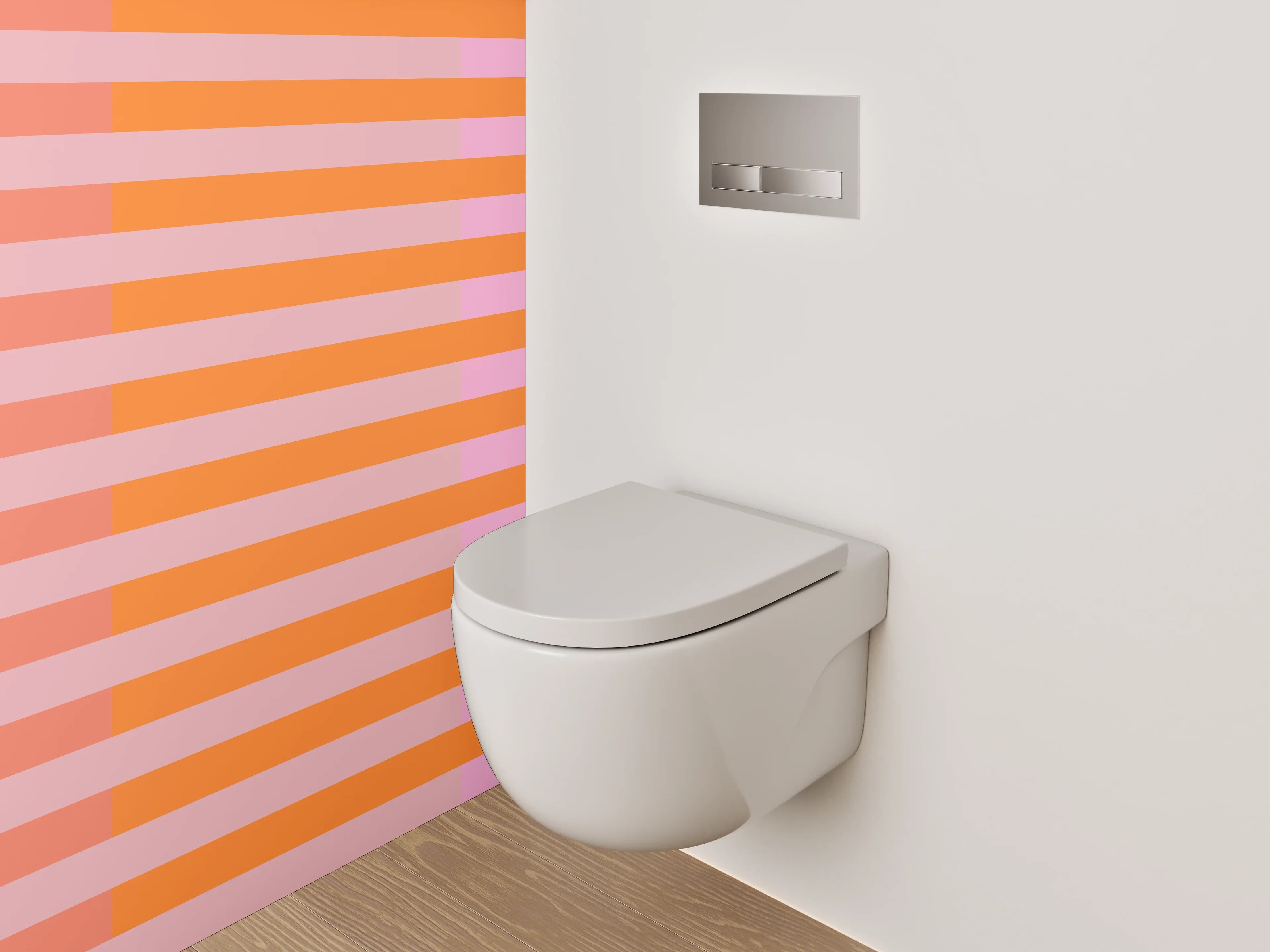 WC-Rückwand - Abstrakte Streifen Orange Rosa Minimal