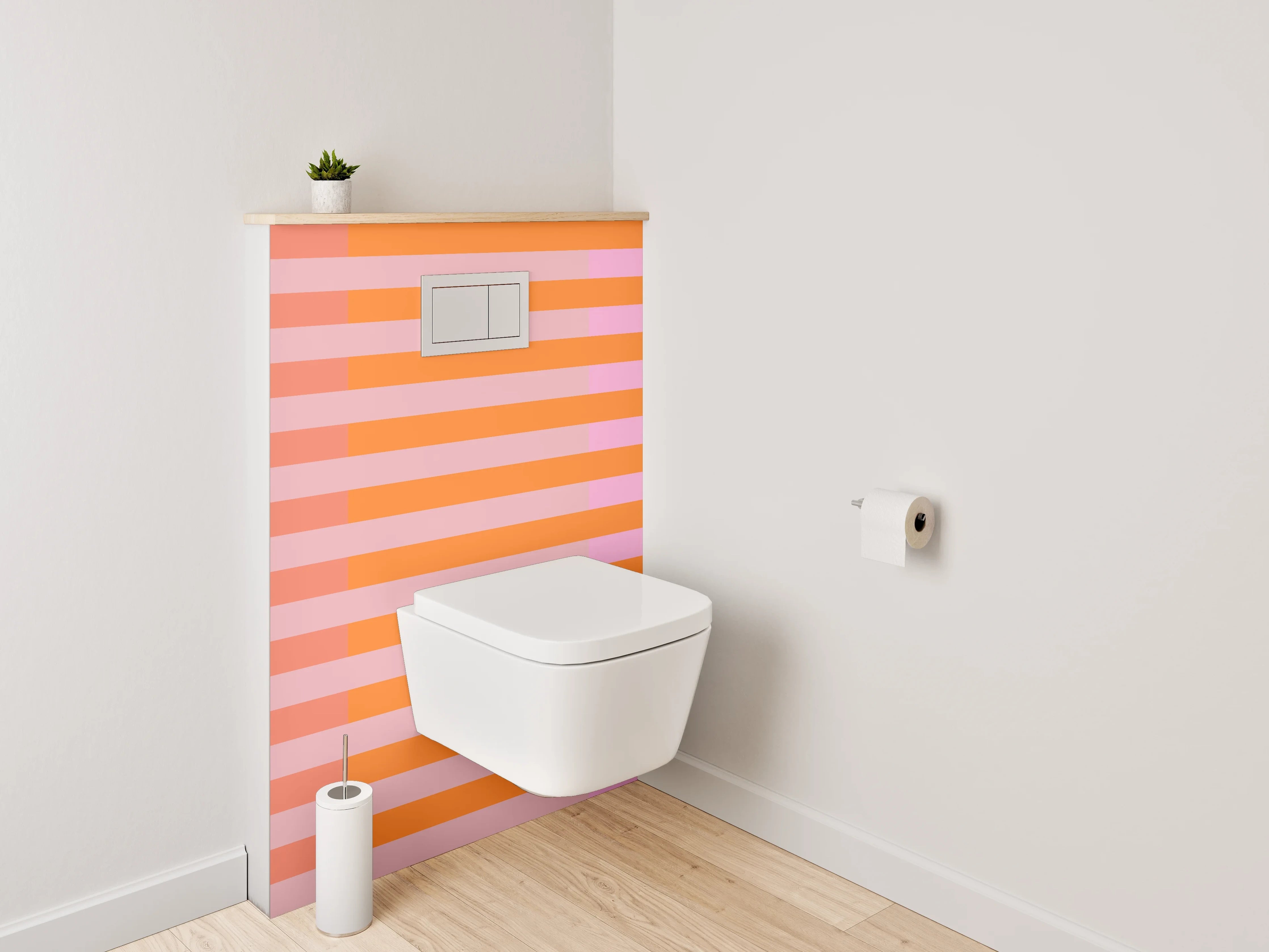 WC-Rückwand - Abstrakte Streifen Orange Rosa Minimal