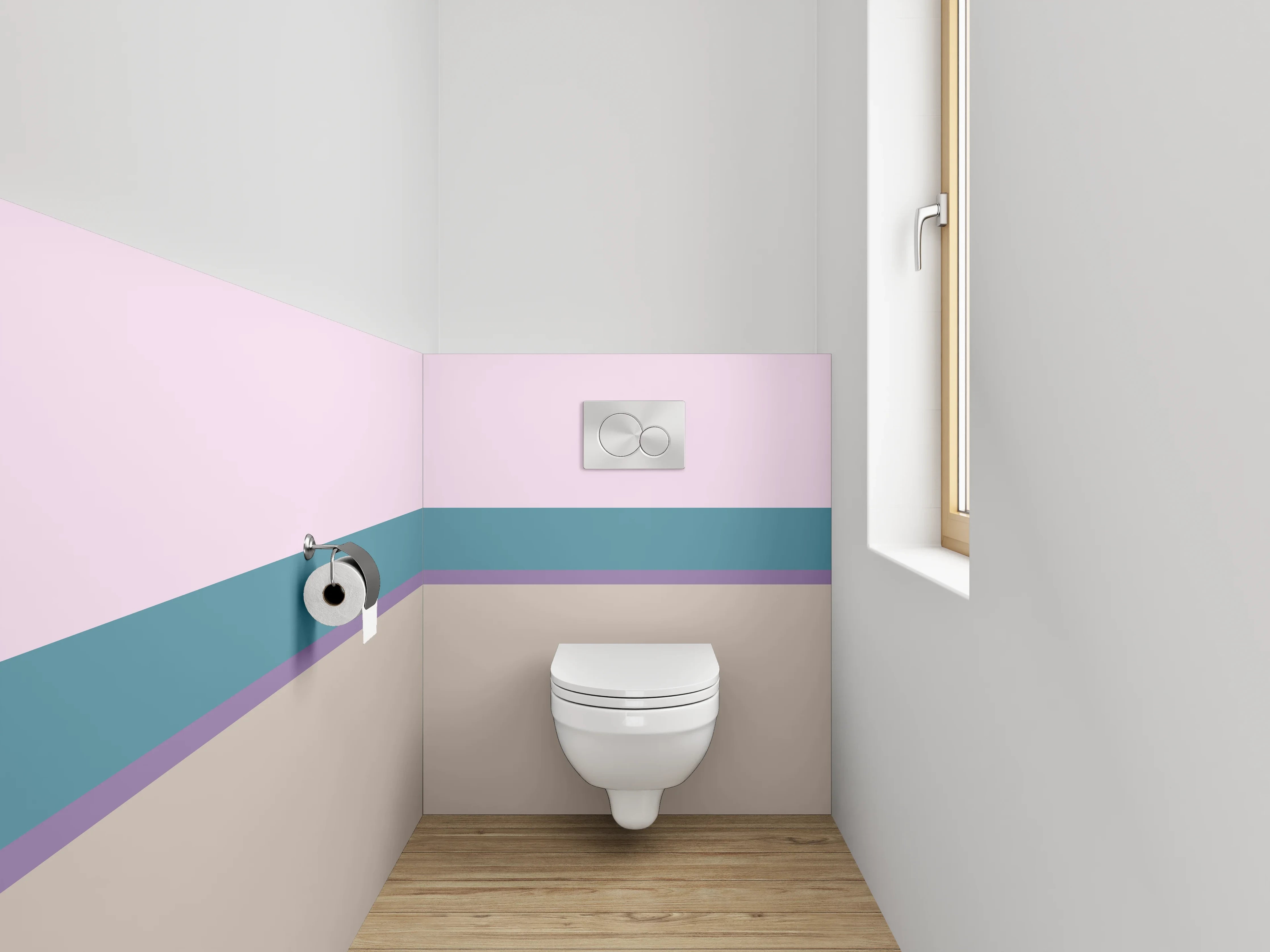 WC-Rückwand - Abstrakte Streifen Pastell Look