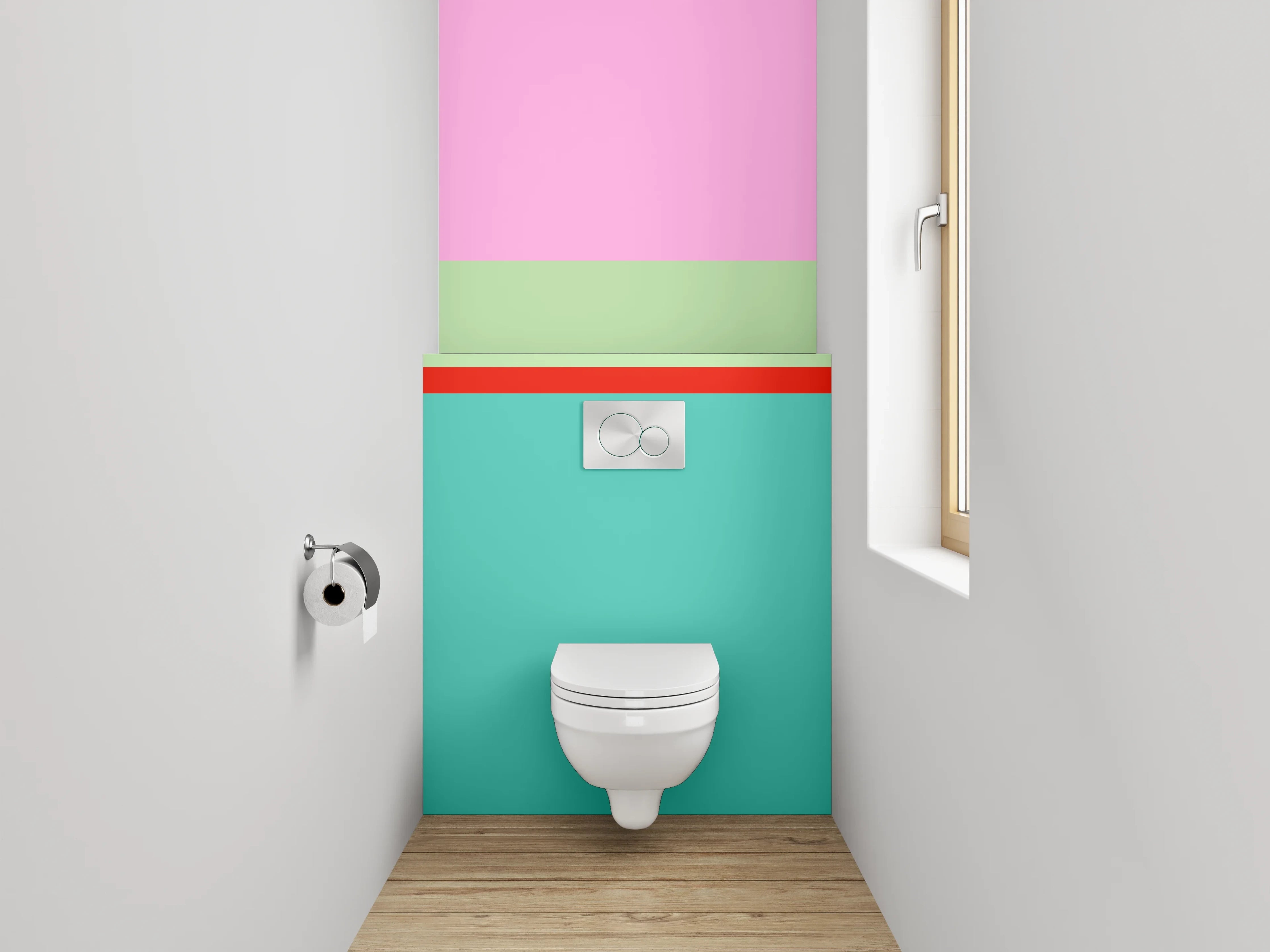 WC-Rückwand - Abstrakte Streifen Pastell Türkis Rosa