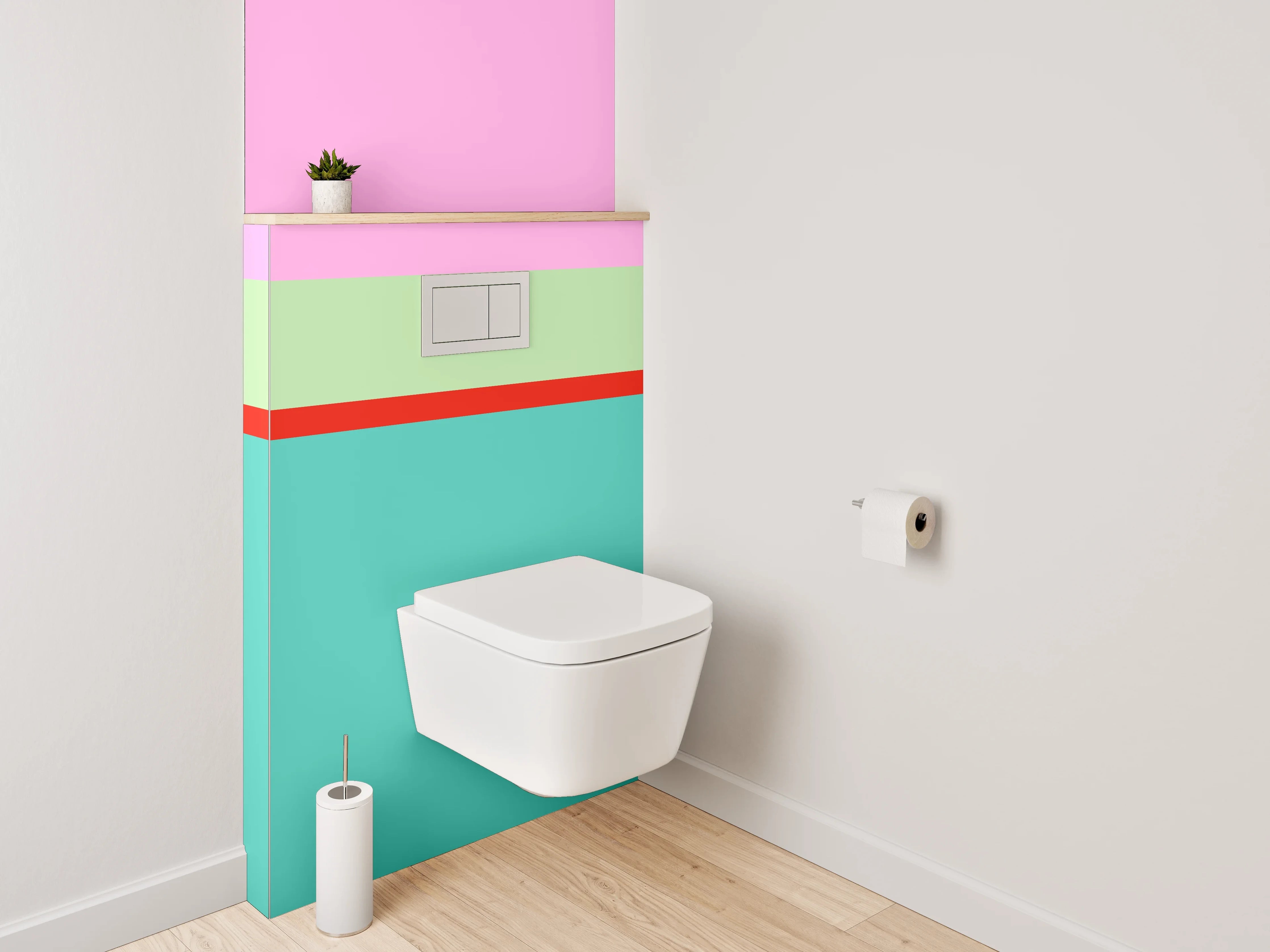 WC-Rückwand - Abstrakte Streifen Pastell Türkis Rosa