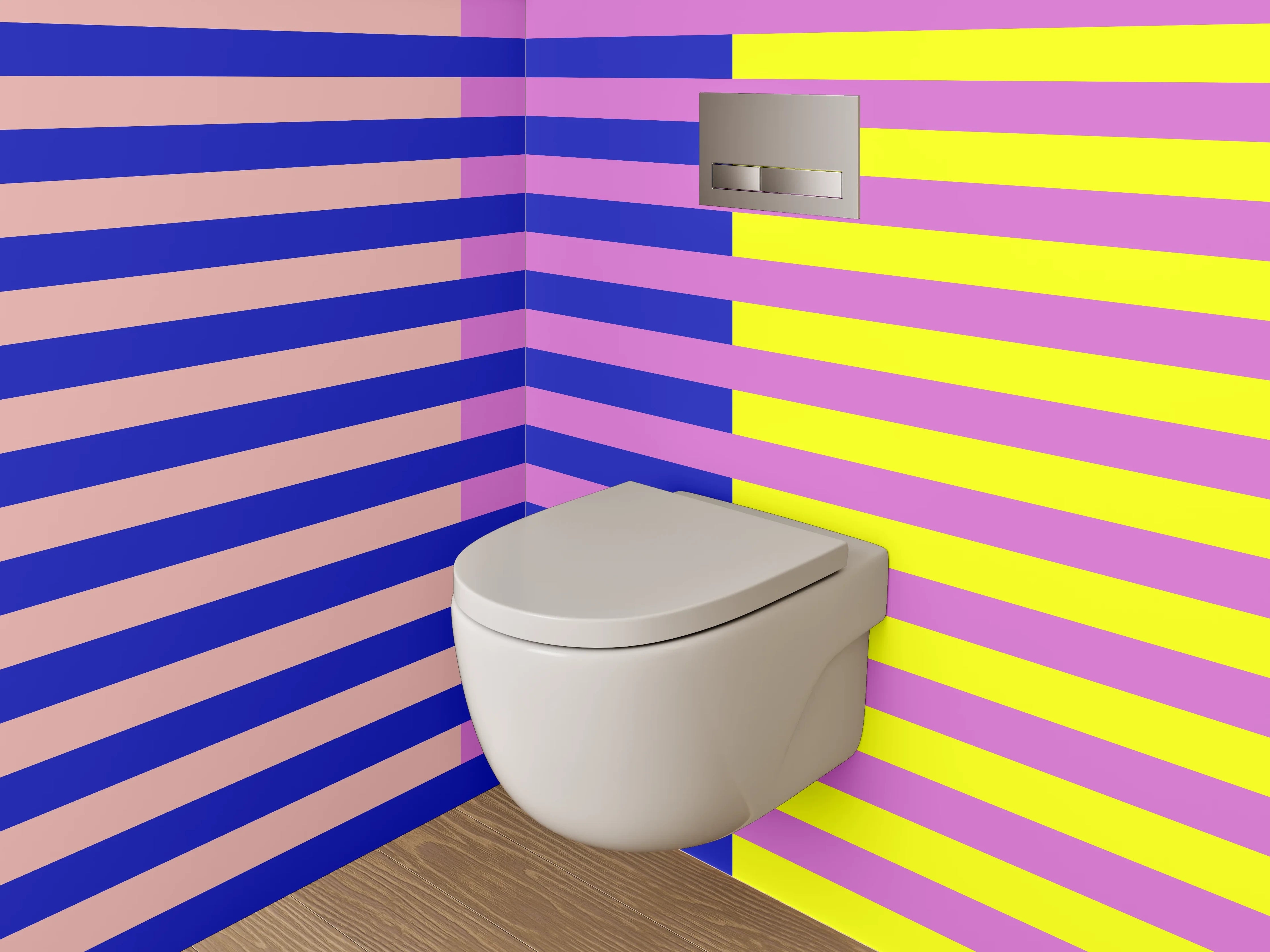 WC-Rückwand - Abstrakte Streifen in Gelb und Blau