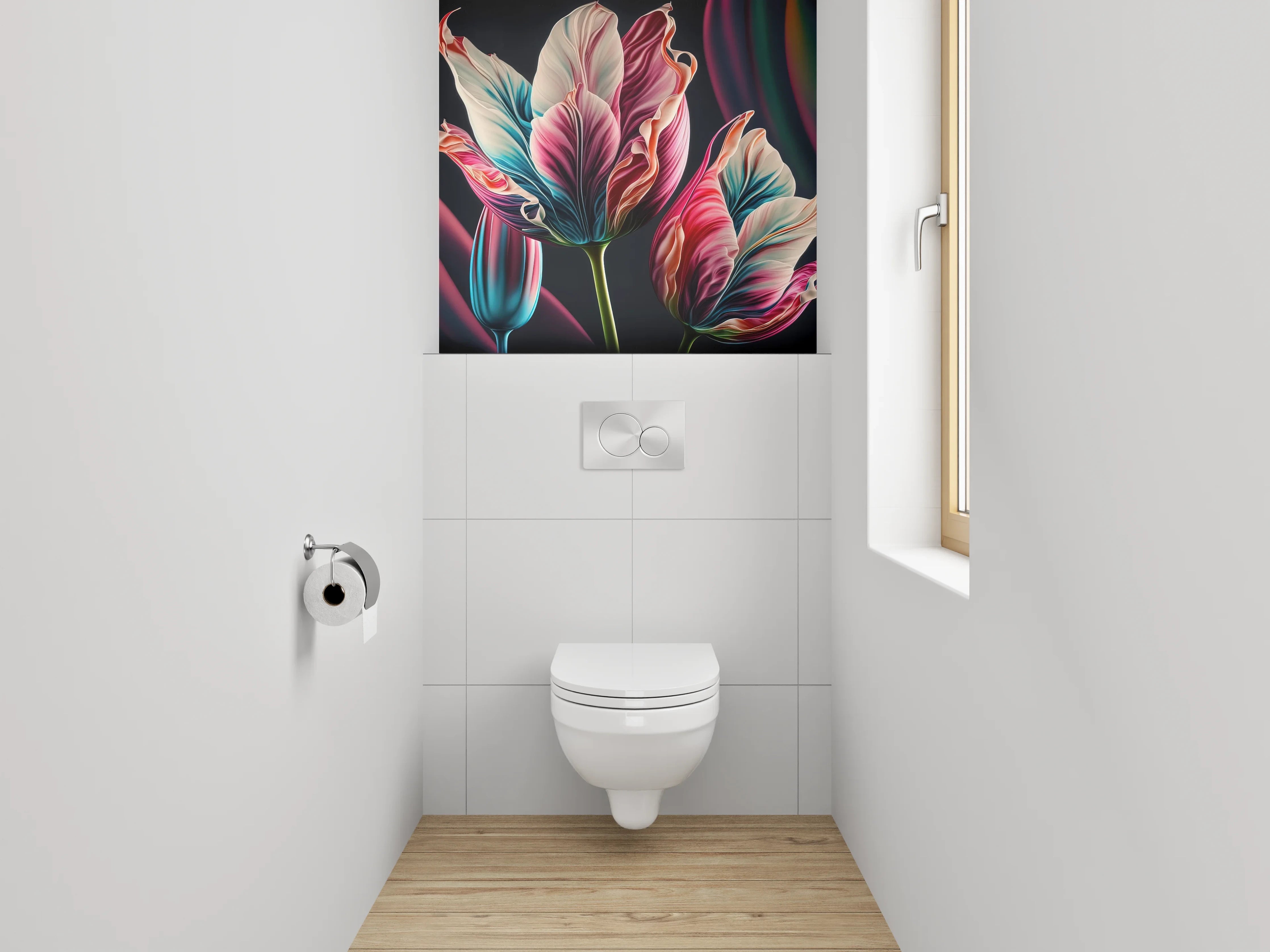 WC-Rückwand - Abstrakte Tulpen Blüten Kunst