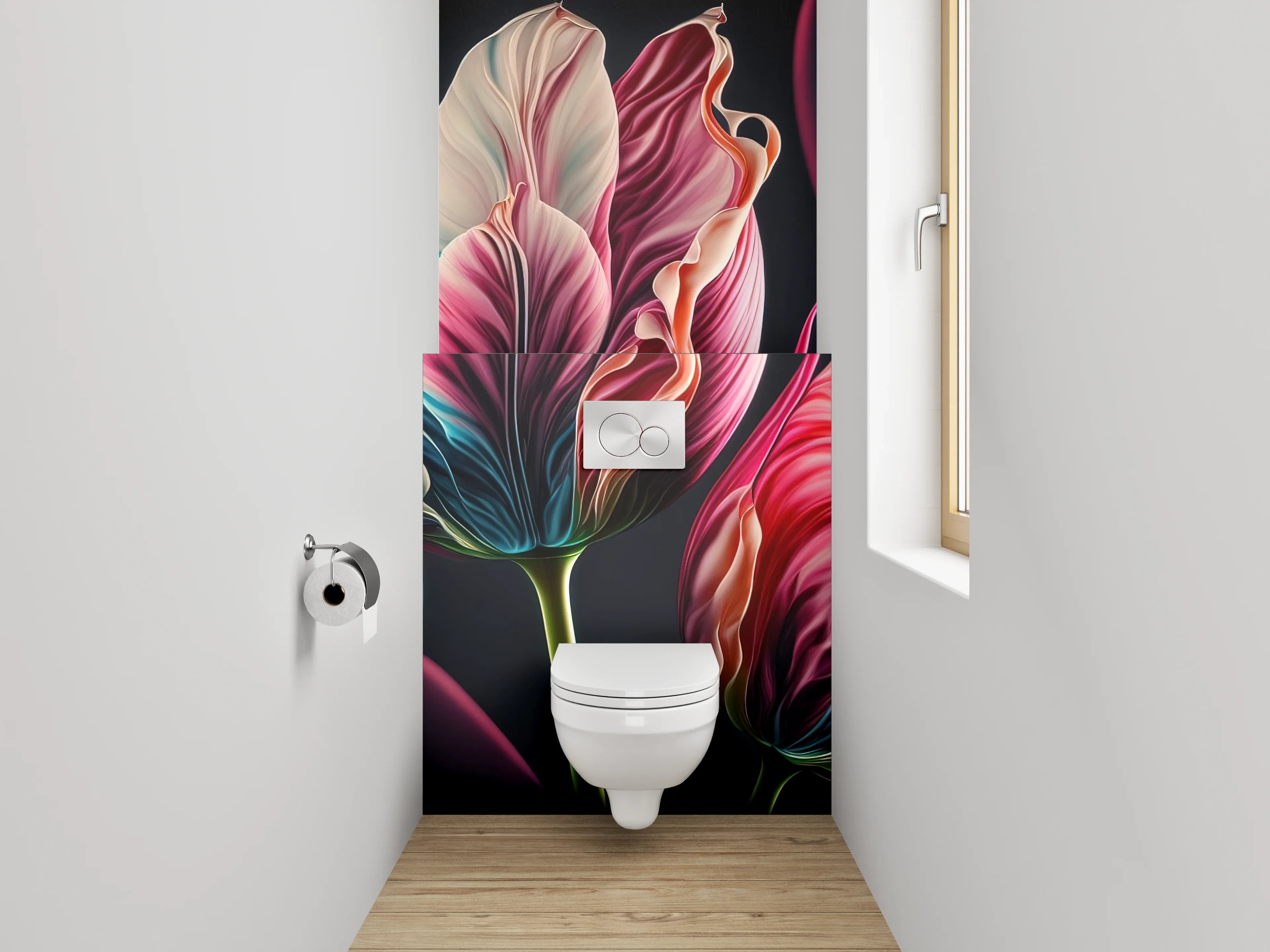 WC-Rückwand - Abstrakte Tulpen Blüten Kunst
