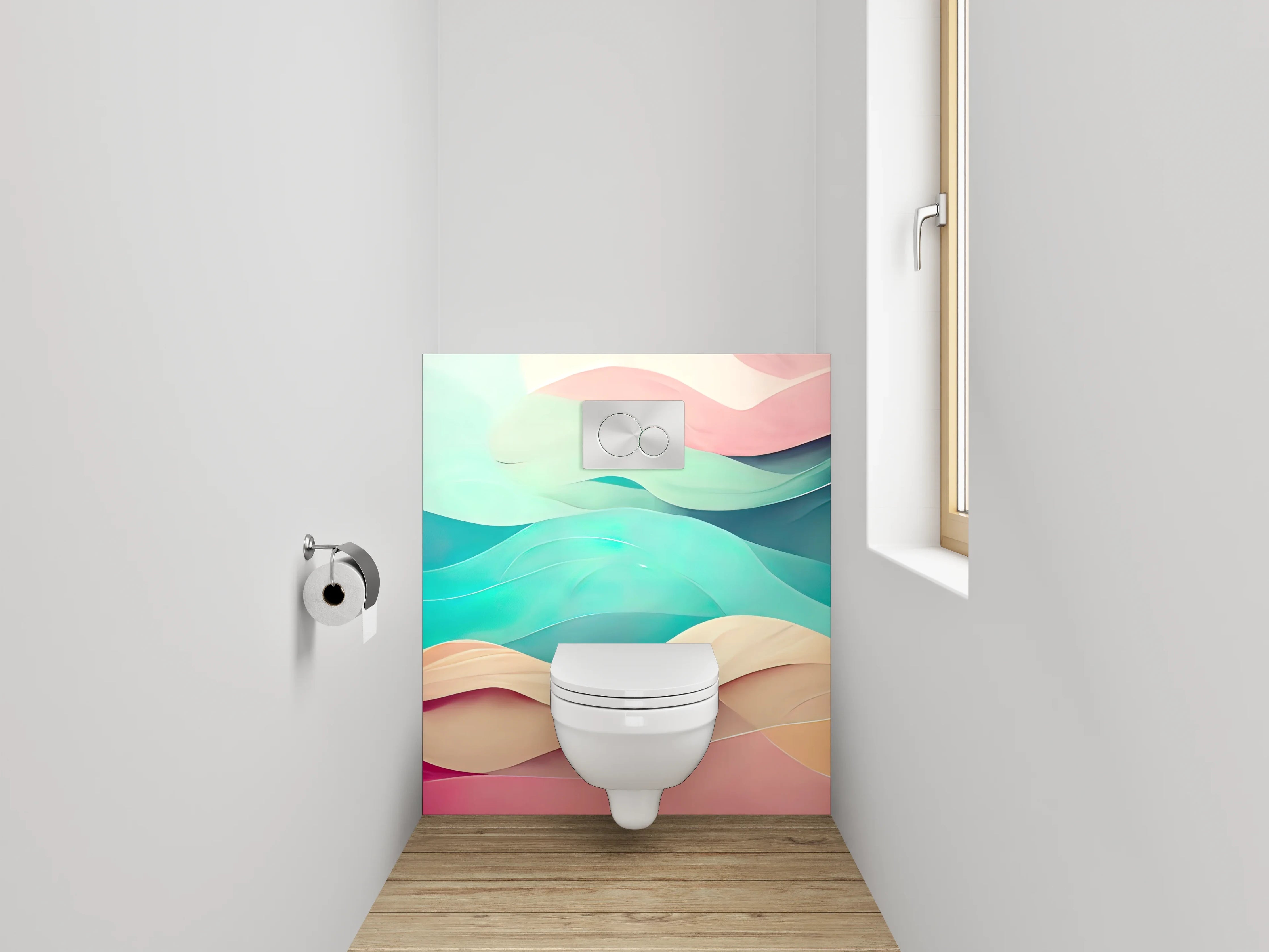WC-Rückwand - Abstrakte Wellen Aquarell Farben