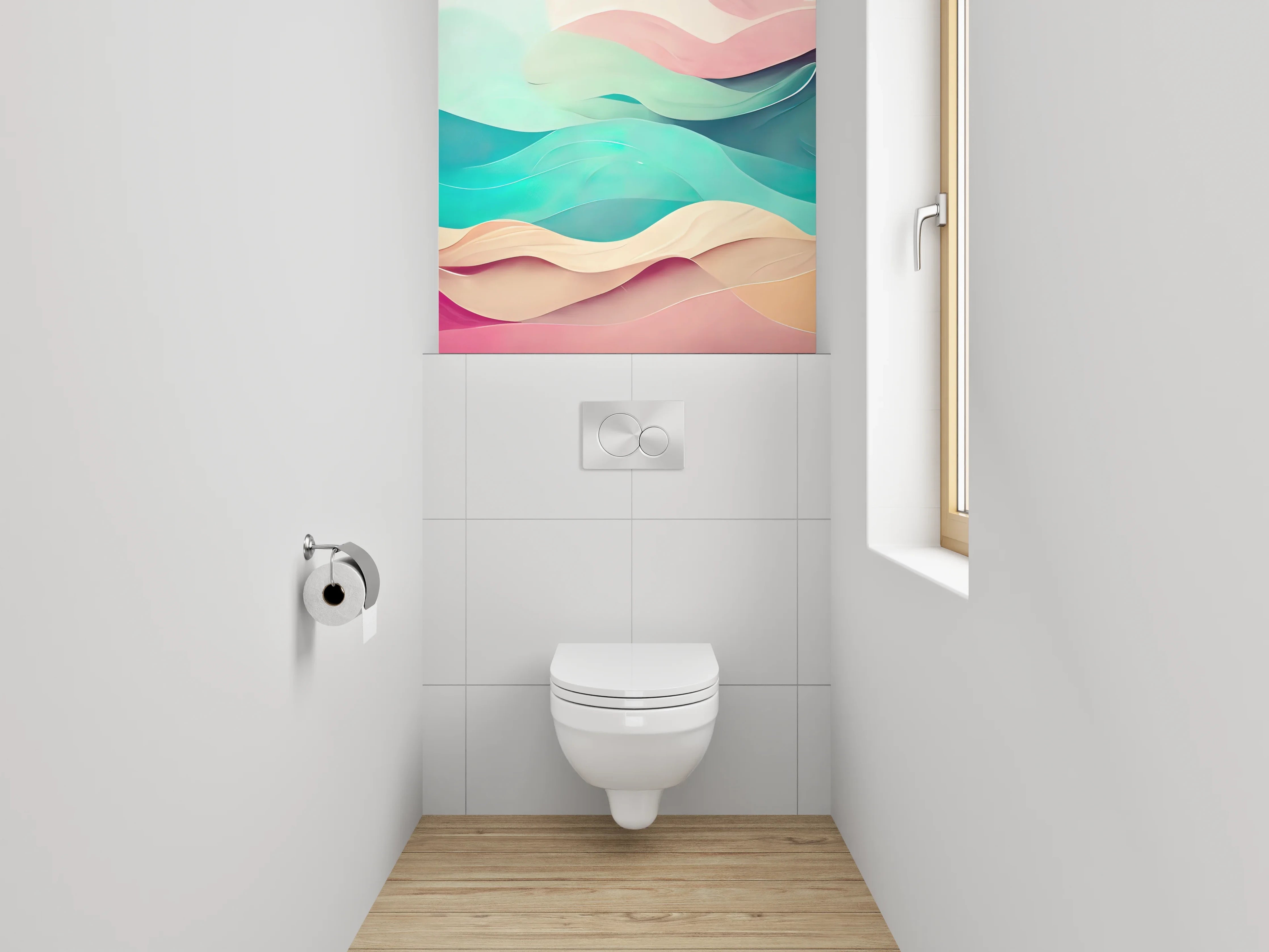 WC-Rückwand - Abstrakte Wellen Aquarell Farben