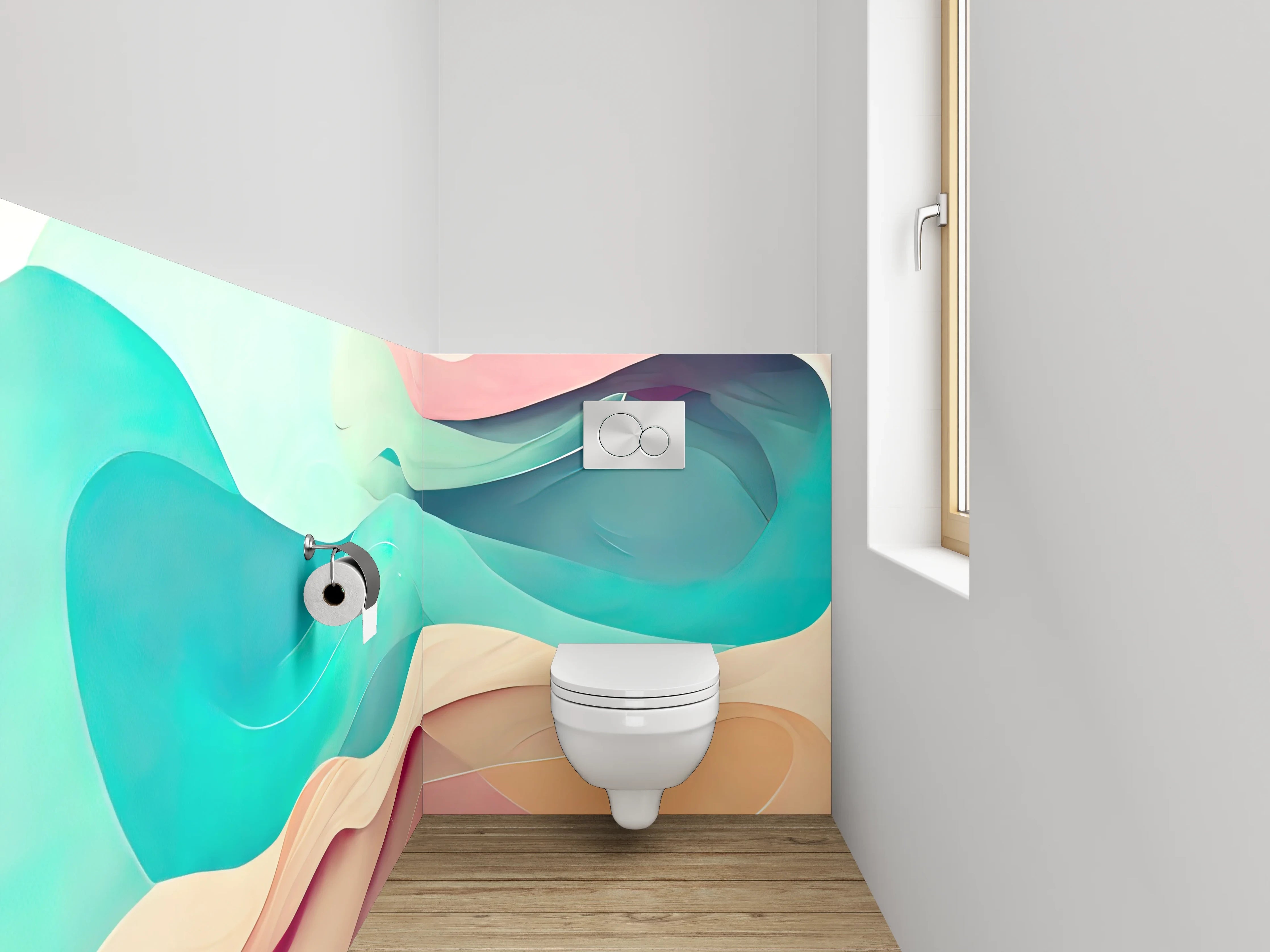 WC-Rückwand - Abstrakte Wellen Aquarell Farben