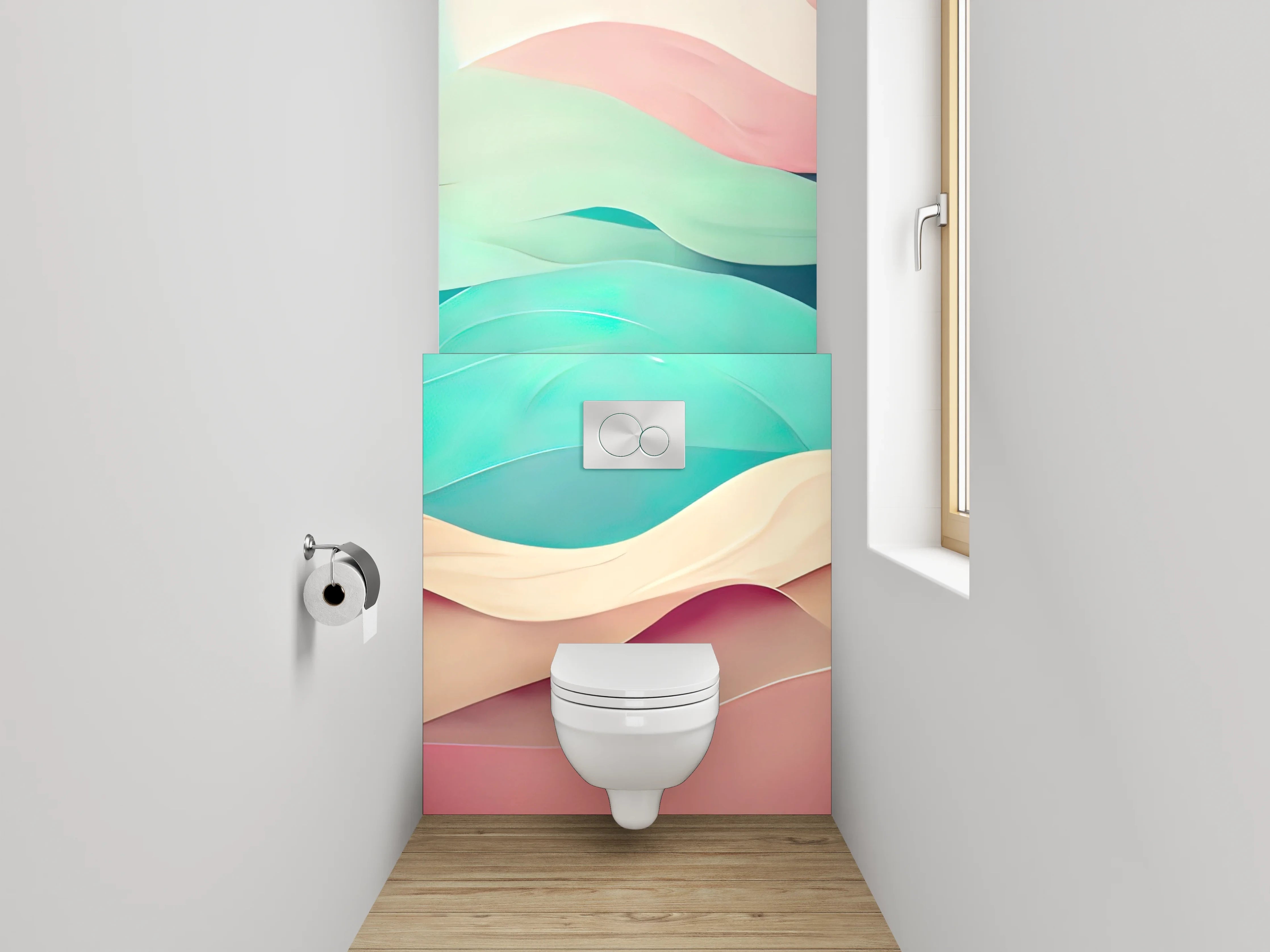 WC-Rückwand - Abstrakte Wellen Aquarell Farben