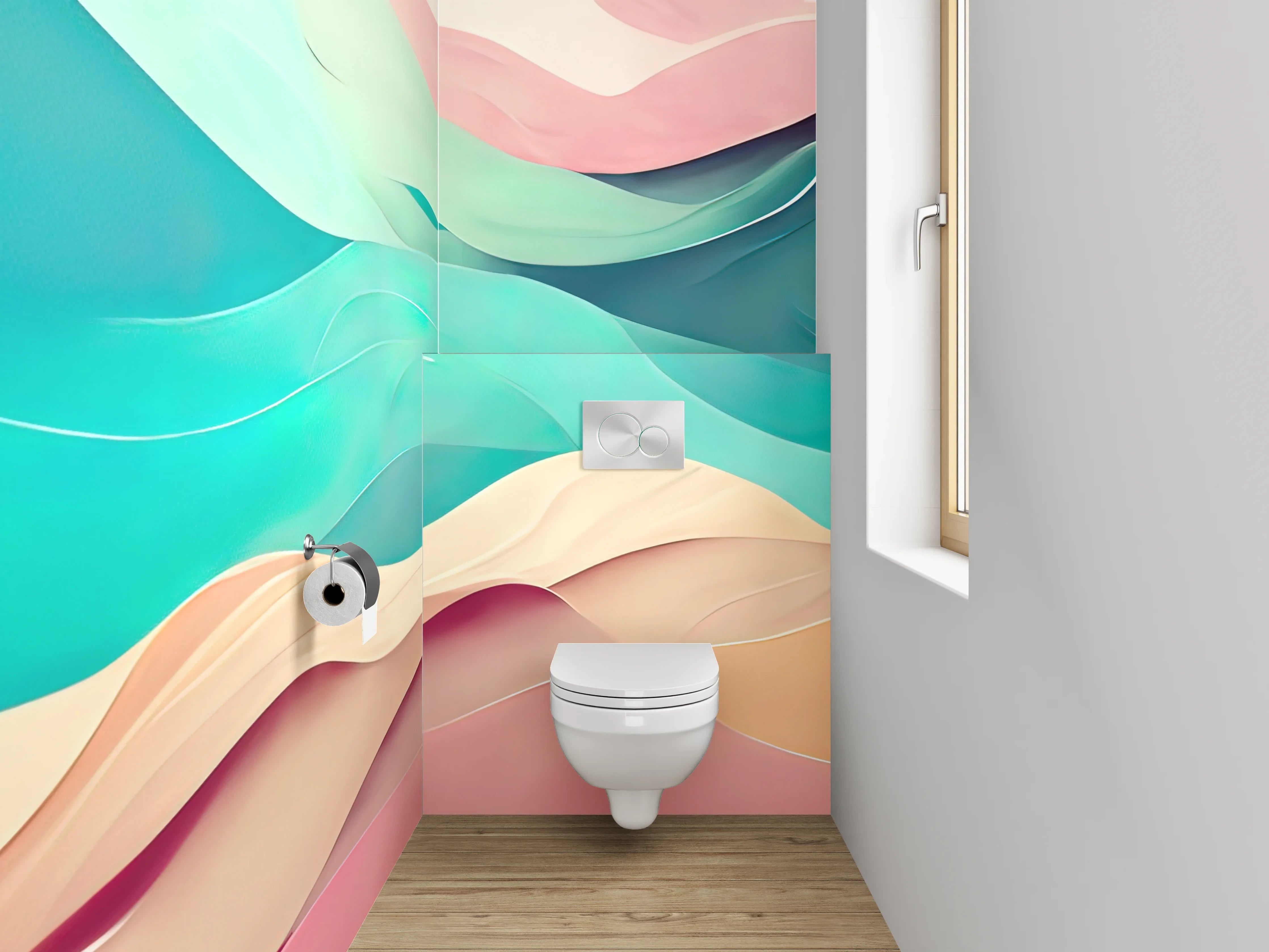 WC-Rückwand - Abstrakte Wellen Aquarell Farben