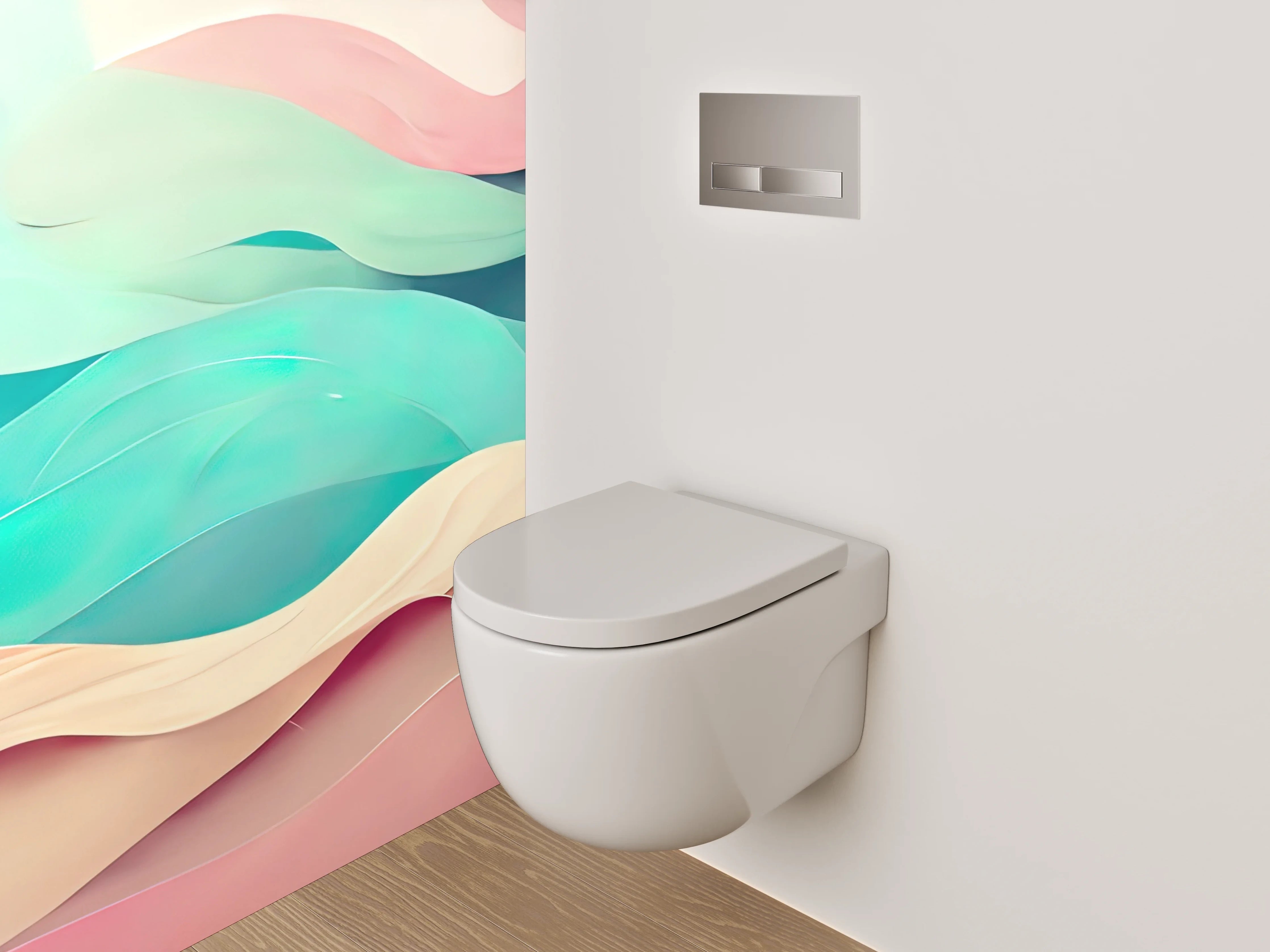 WC-Rückwand - Abstrakte Wellen Aquarell Farben