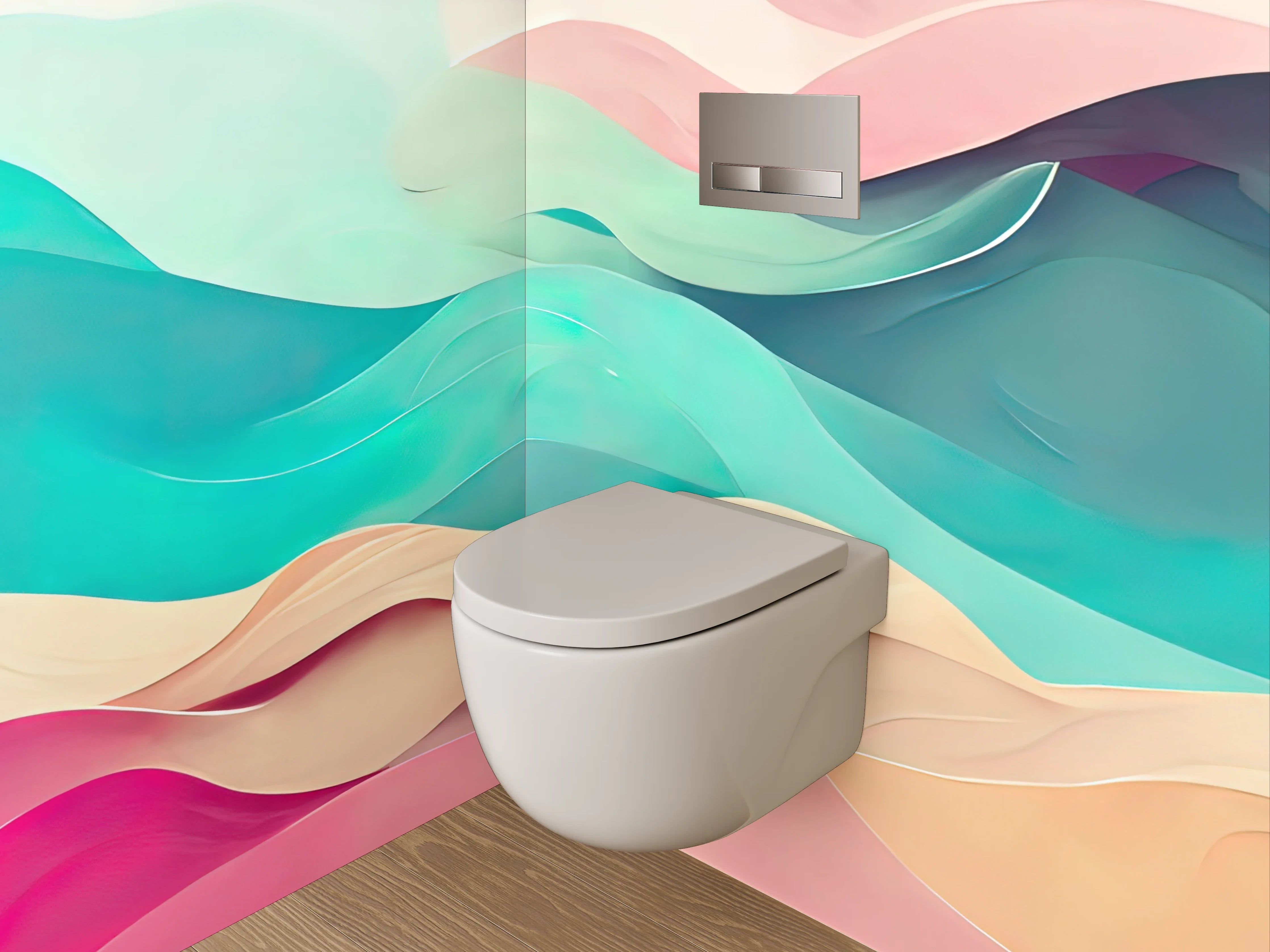 WC-Rückwand - Abstrakte Wellen Aquarell Farben