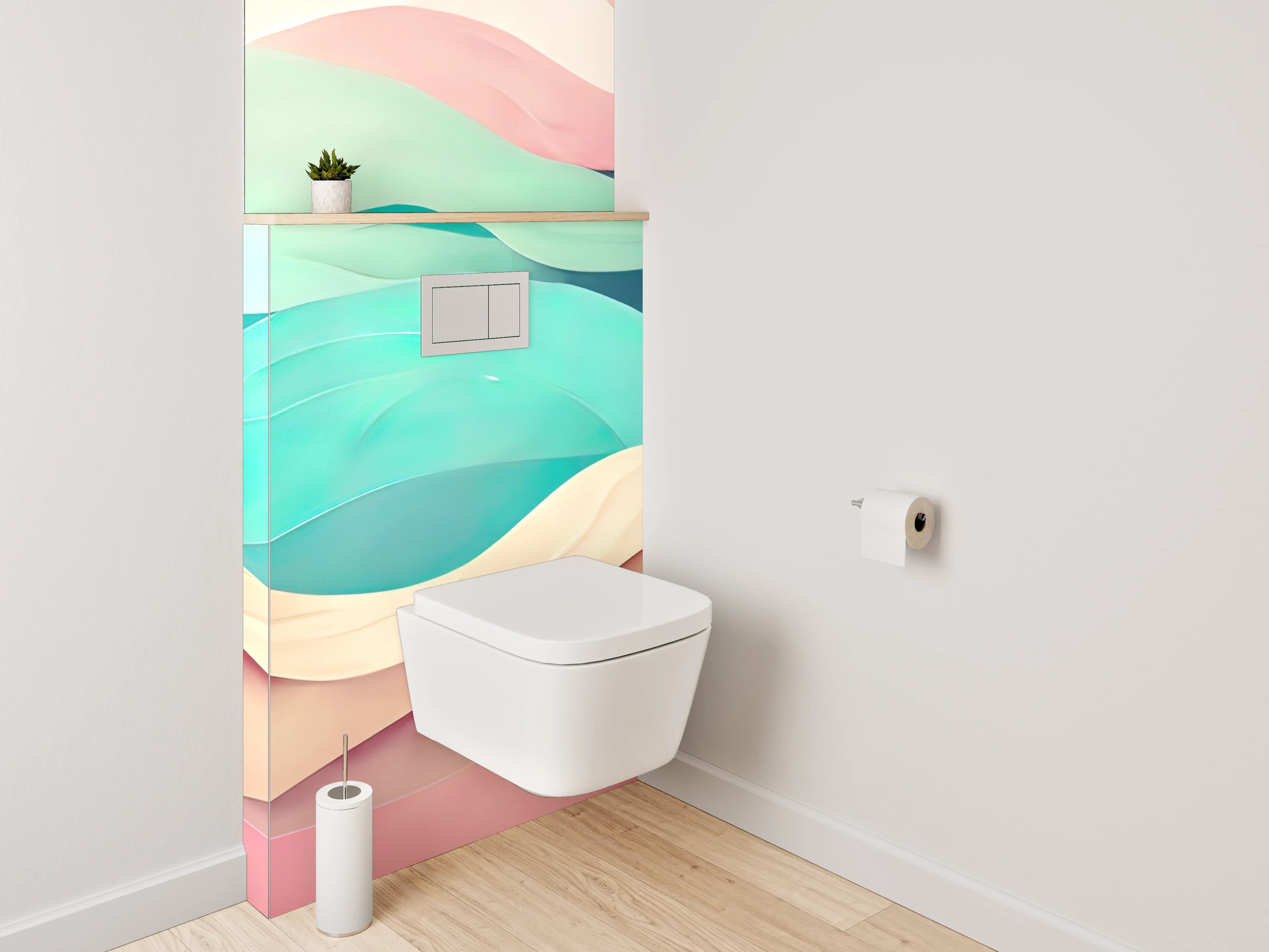 WC-Rückwand - Abstrakte Wellen Aquarell Farben