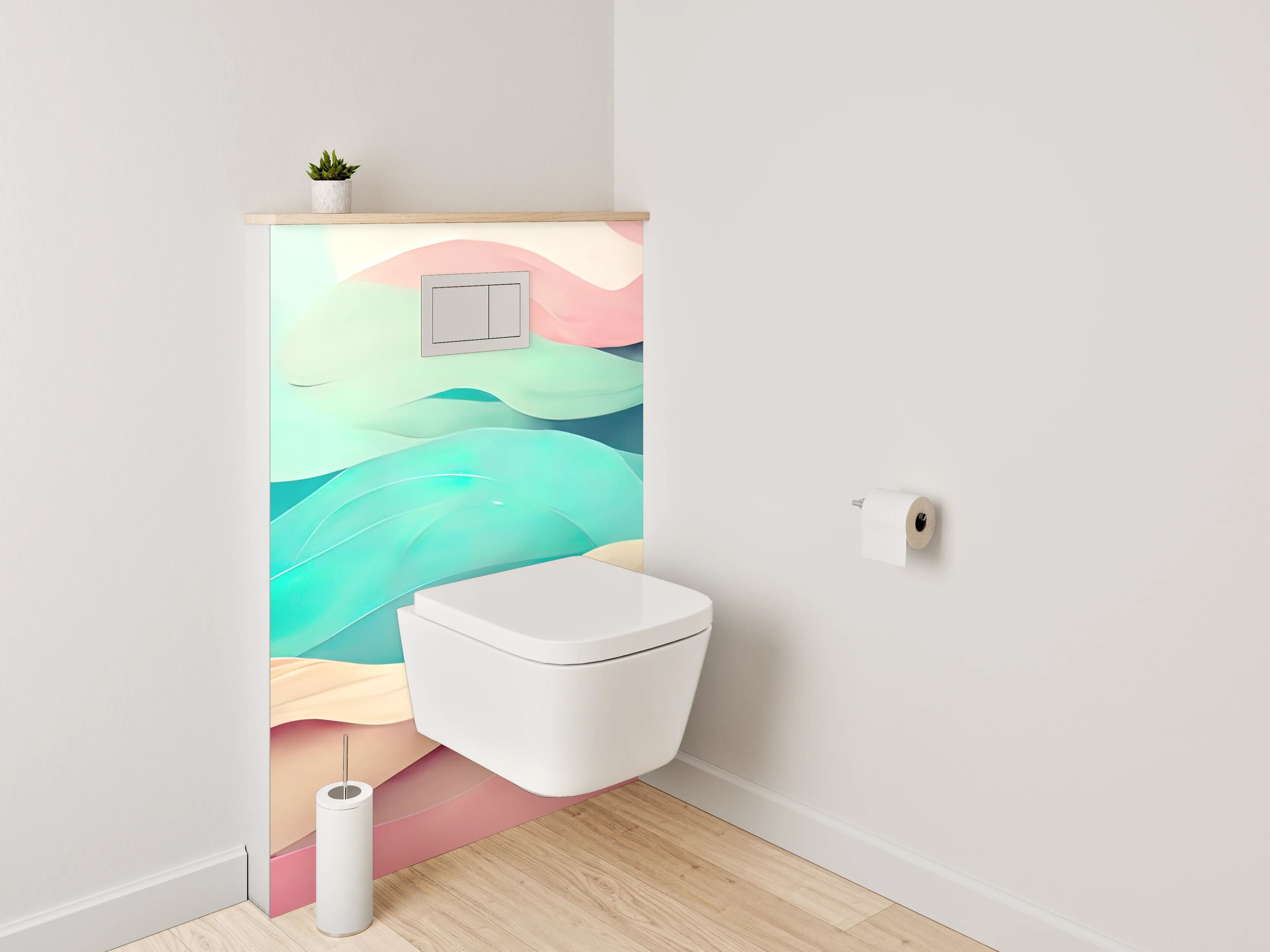 WC-Rückwand - Abstrakte Wellen Aquarell Farben