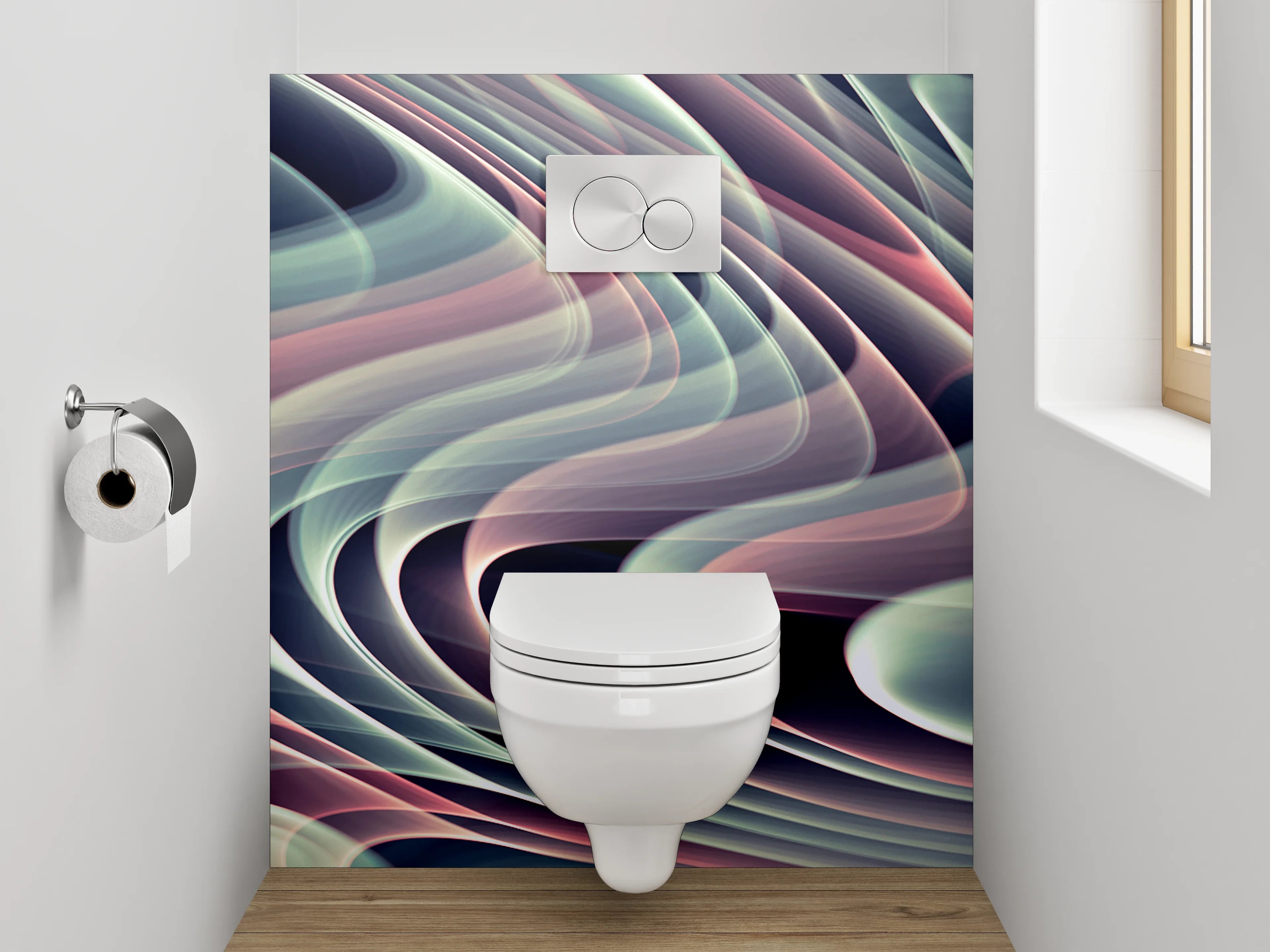 WC-Rückwand - Abstrakte Wellen Pastell Kunst